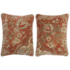 Terracotta Brown Persian Rug Pillows, Set of 2