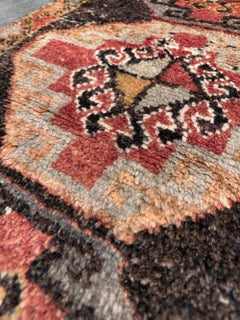 Terracotta Brown Turkish Mini Rug • Vintage Anatolian Yastik • Bathmat / Doormat