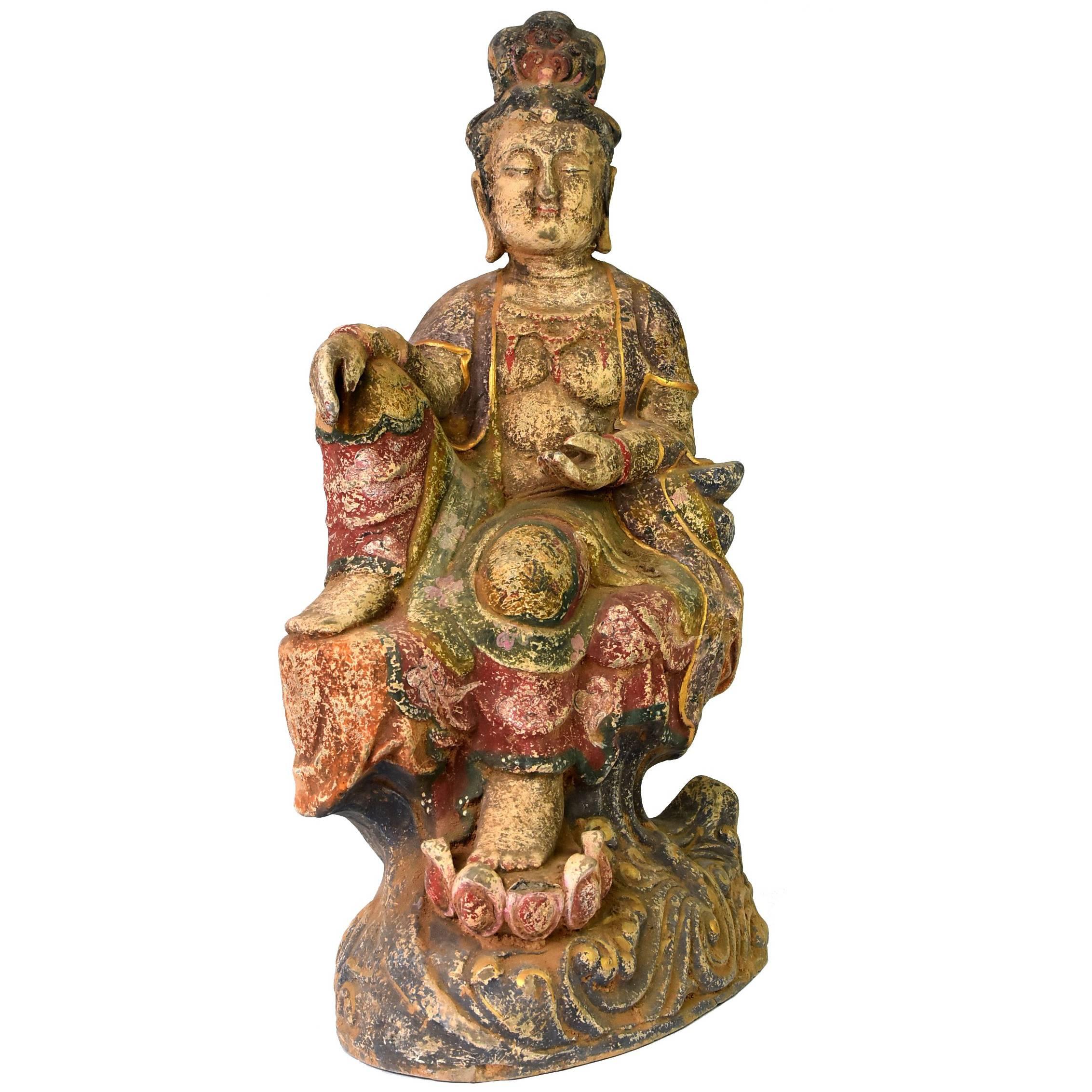 Terracotta Buddha Statue Kwan Yin Tang Style Bodhisattva