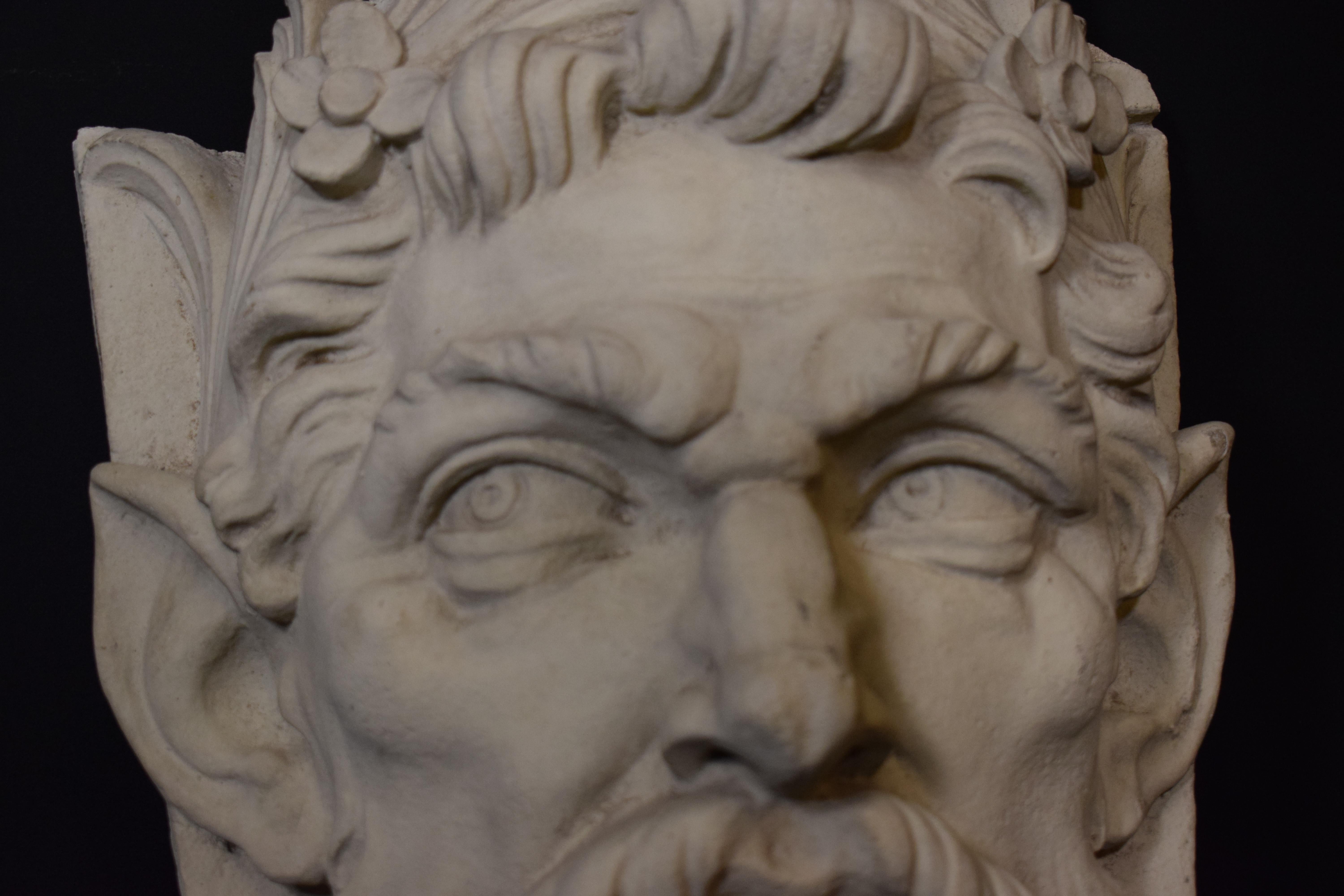 Greco Roman Terracotta Building Ornament, Mask of Satyr