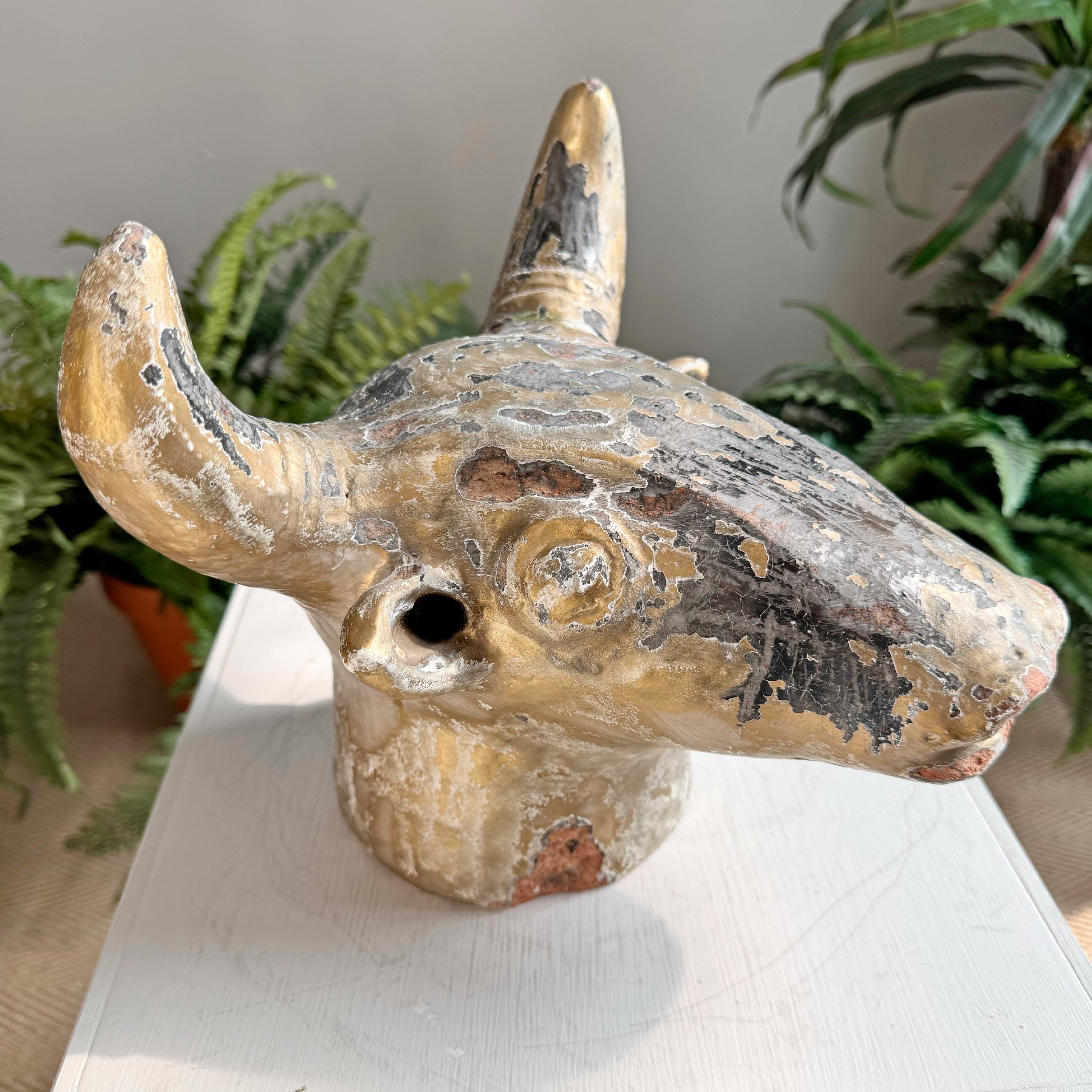 French Terracotta Bull's Head Trade Sign