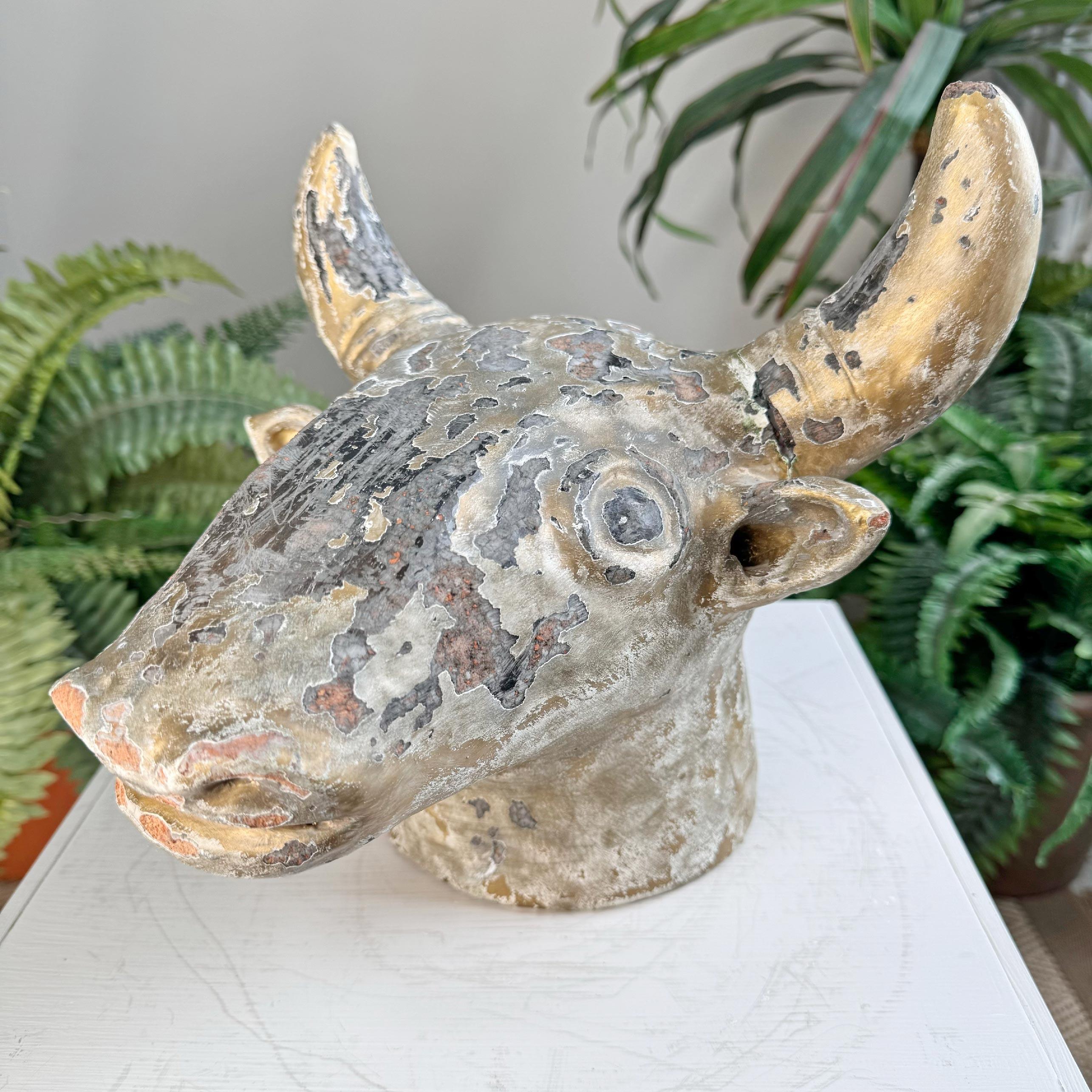 Gilt Terracotta Bull's Head Trade Sign