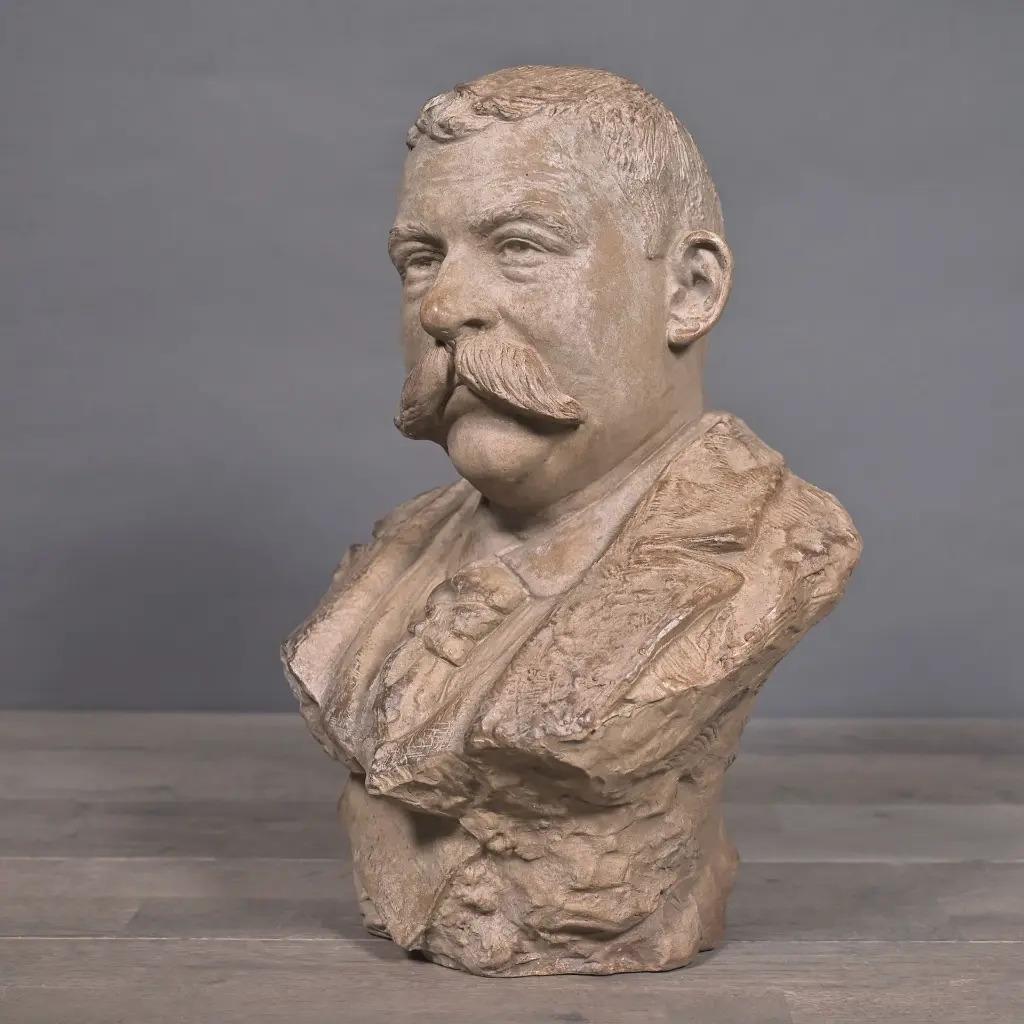 Terrakotta-Büste 19. Jahrhundert Naturalist Skulptur (Handgefertigt) im Angebot