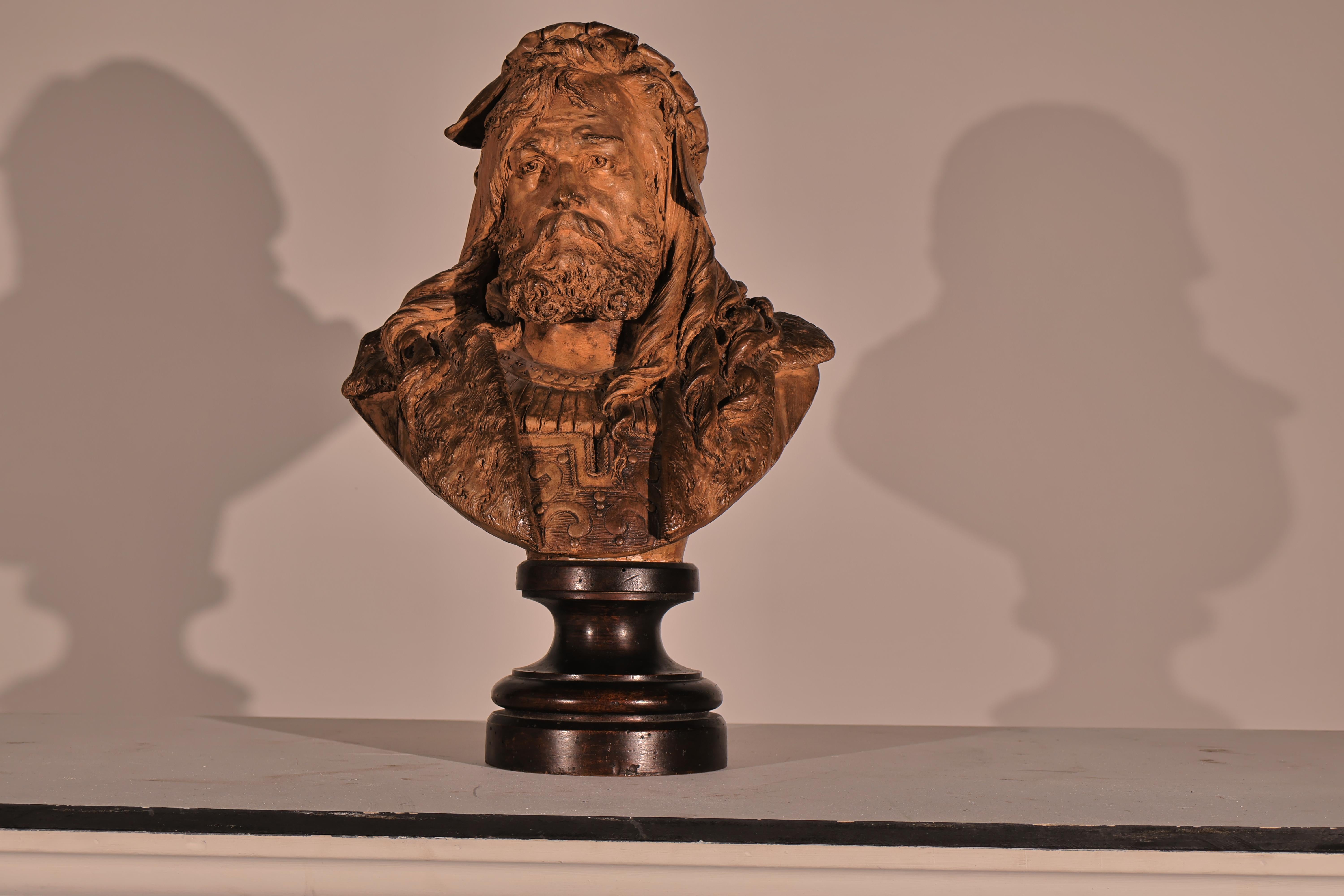 Terracotta Bust by Albert Carrier - Belleuse For Sale 4