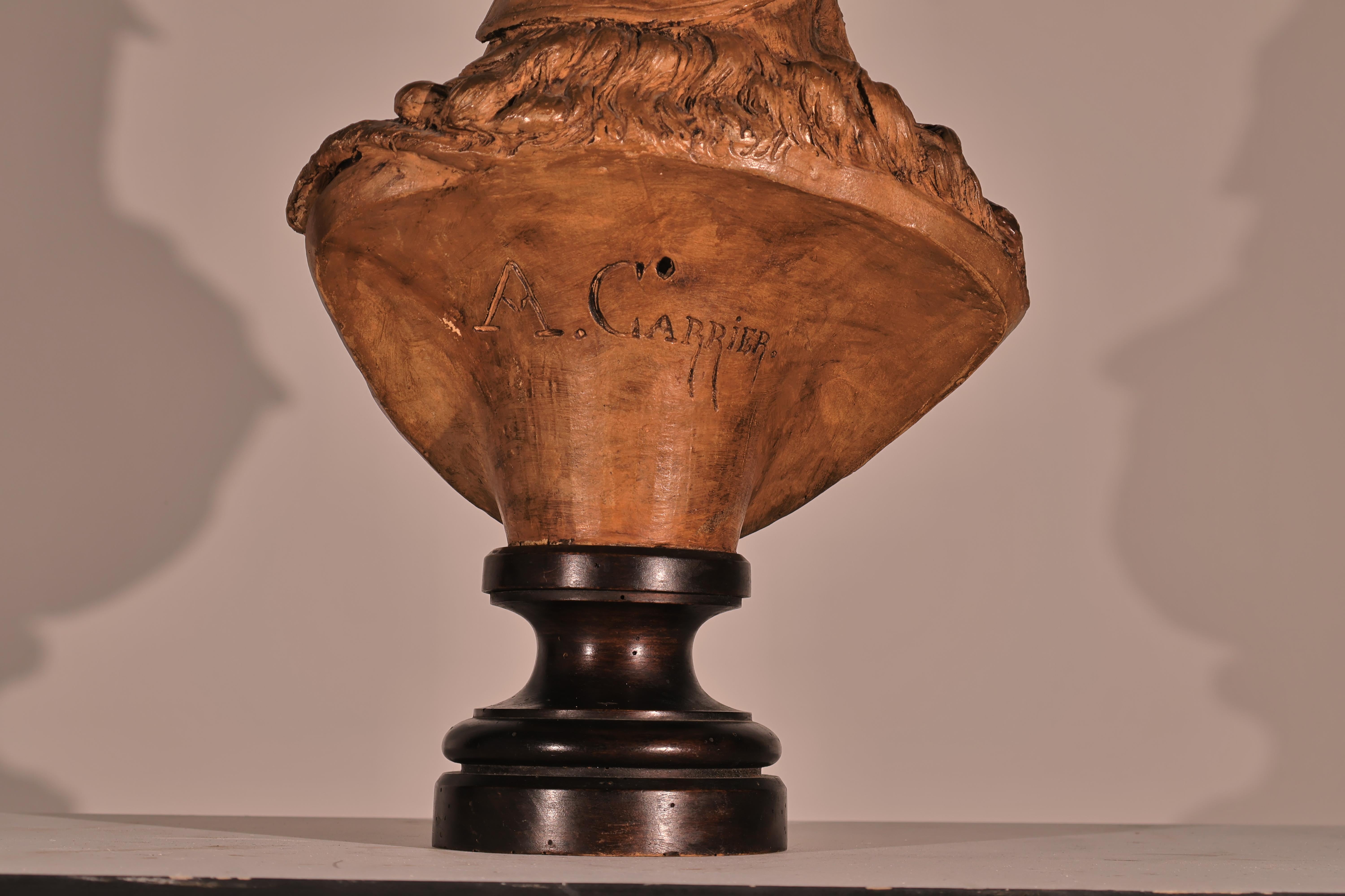 Neoclassical Terracotta Bust by Albert Carrier - Belleuse For Sale