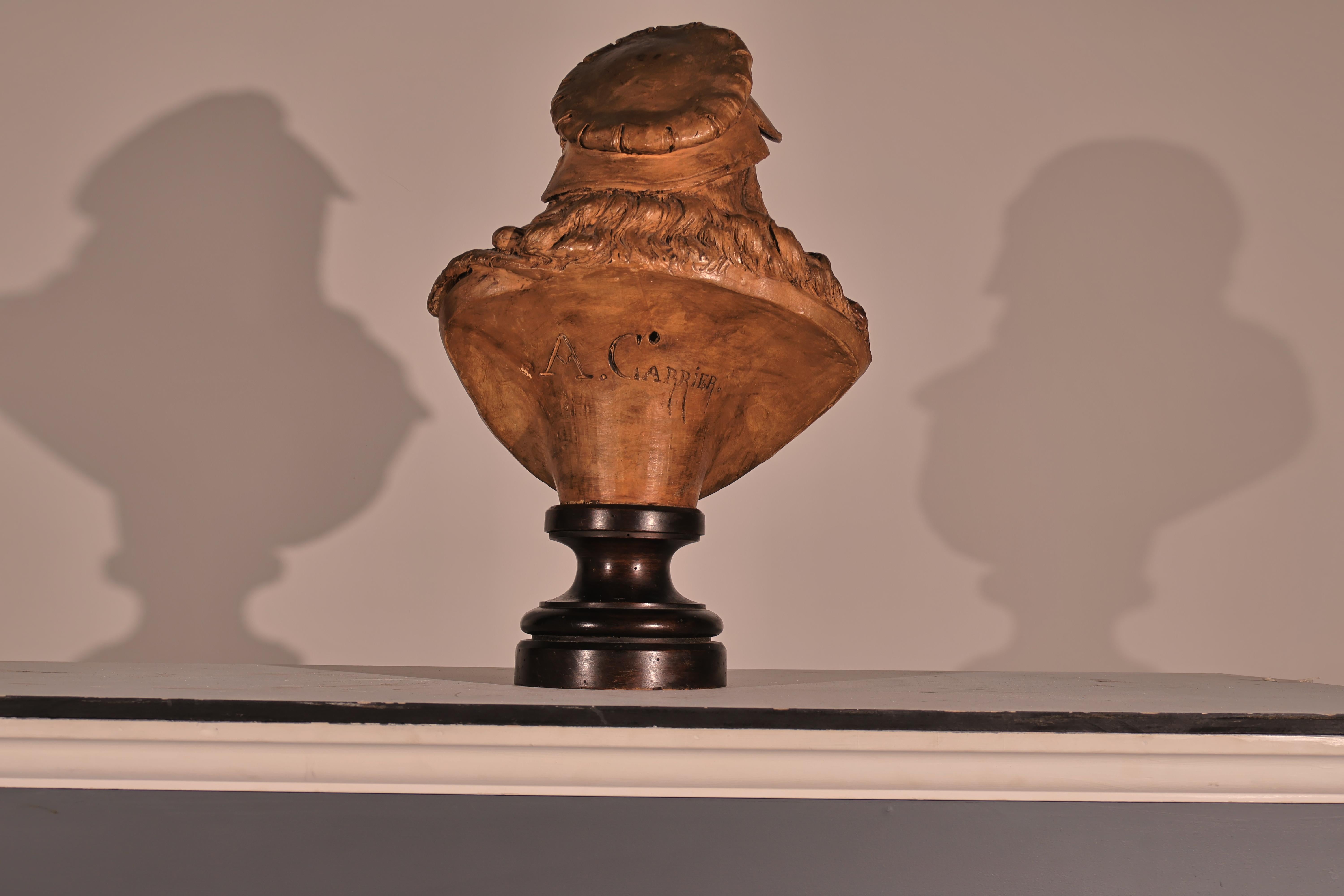 Terracotta Bust by Albert Carrier - Belleuse In Good Condition For Sale In Atlanta, GA