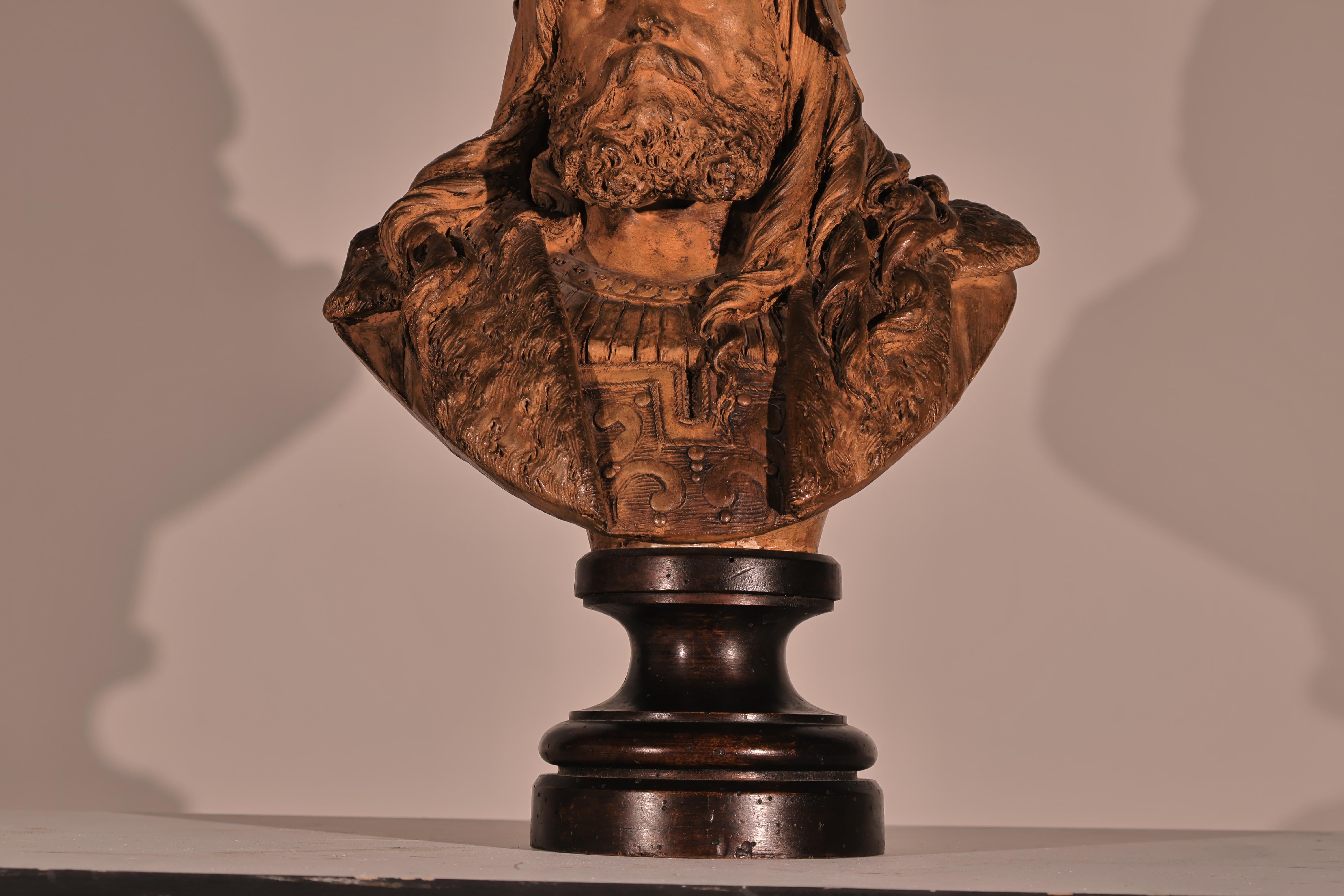 Mid-19th Century Terracotta Bust by Albert Carrier - Belleuse For Sale