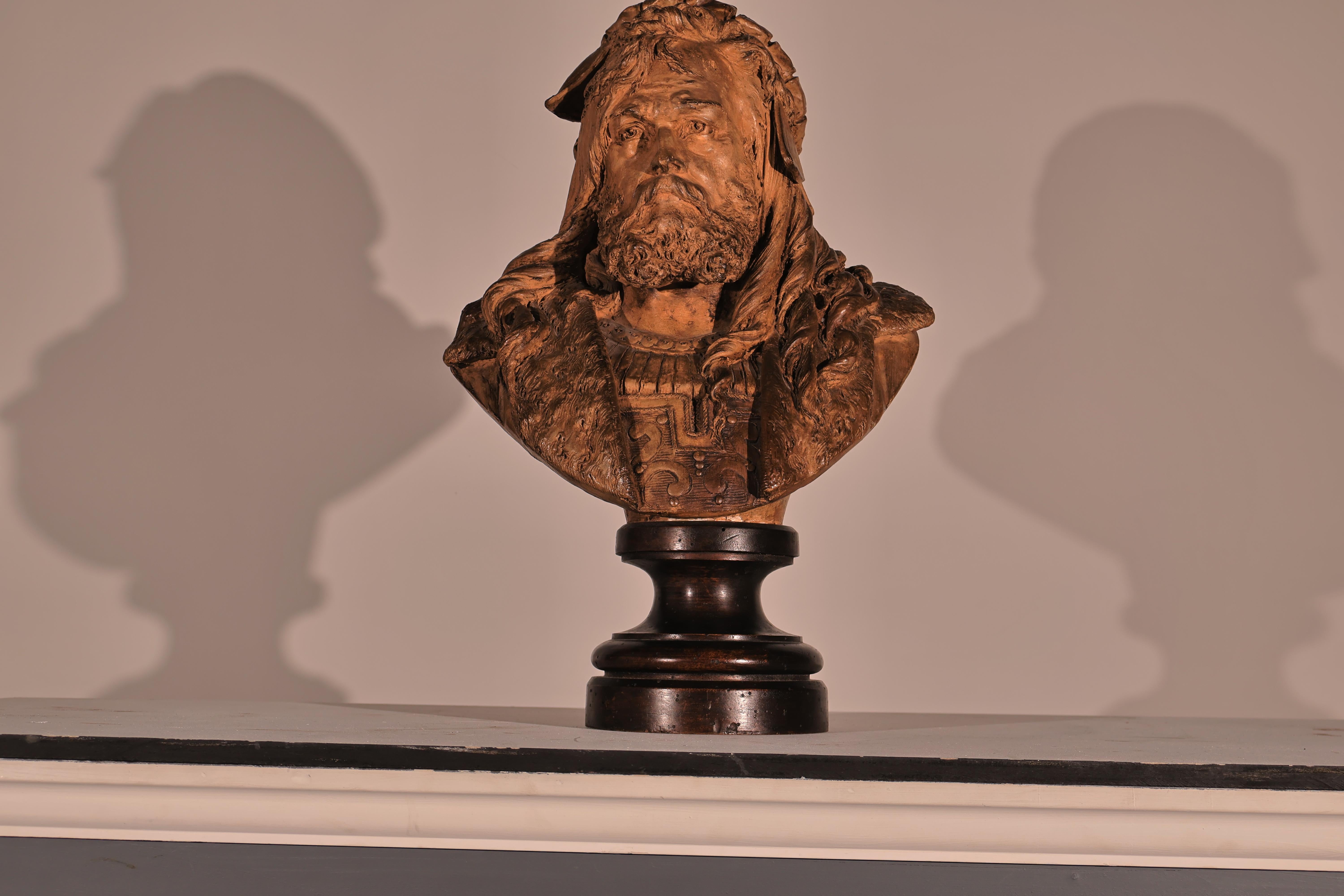 Terracotta Bust by Albert Carrier - Belleuse For Sale 1