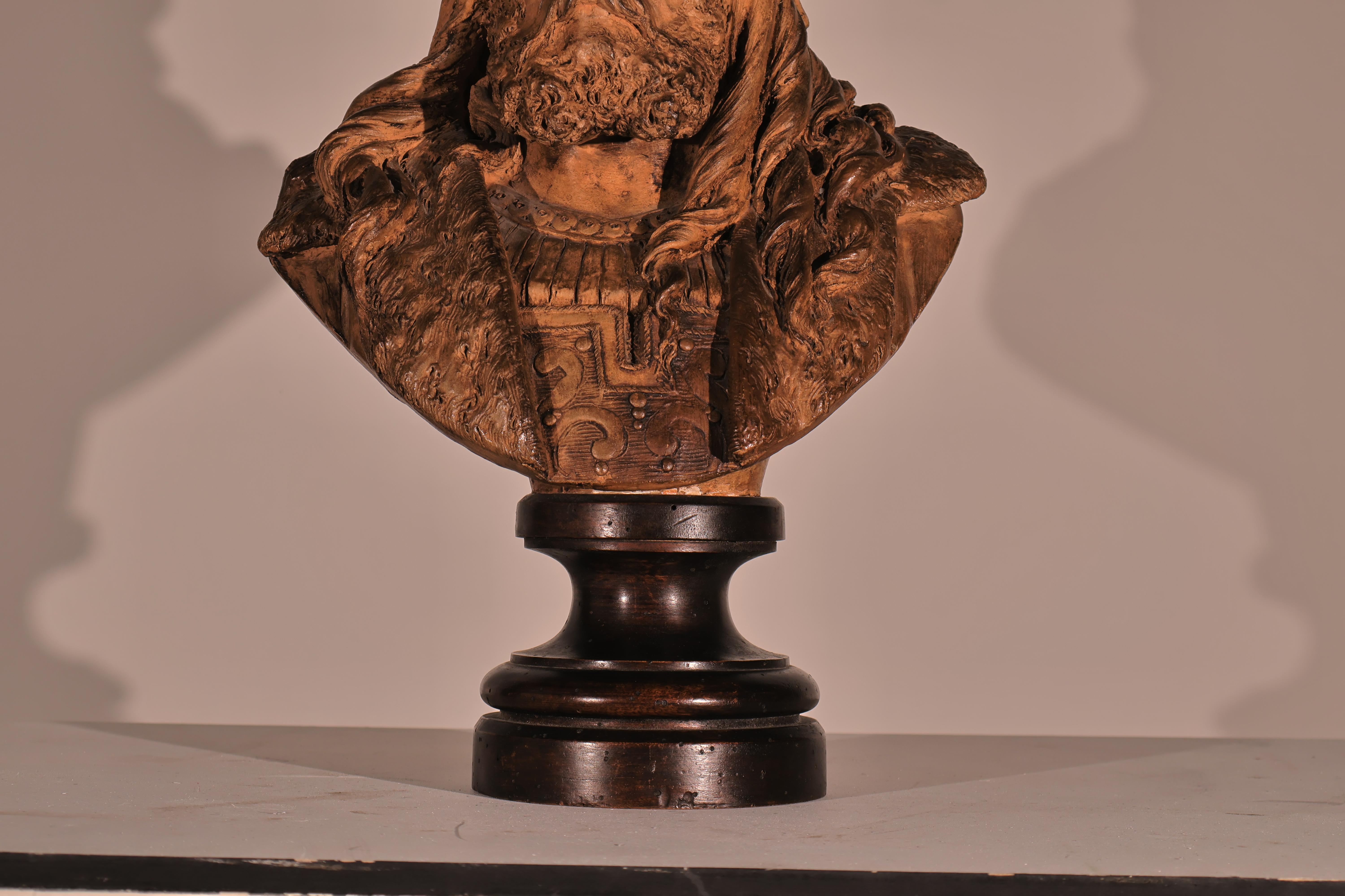 Terracotta Bust by Albert Carrier - Belleuse For Sale 3