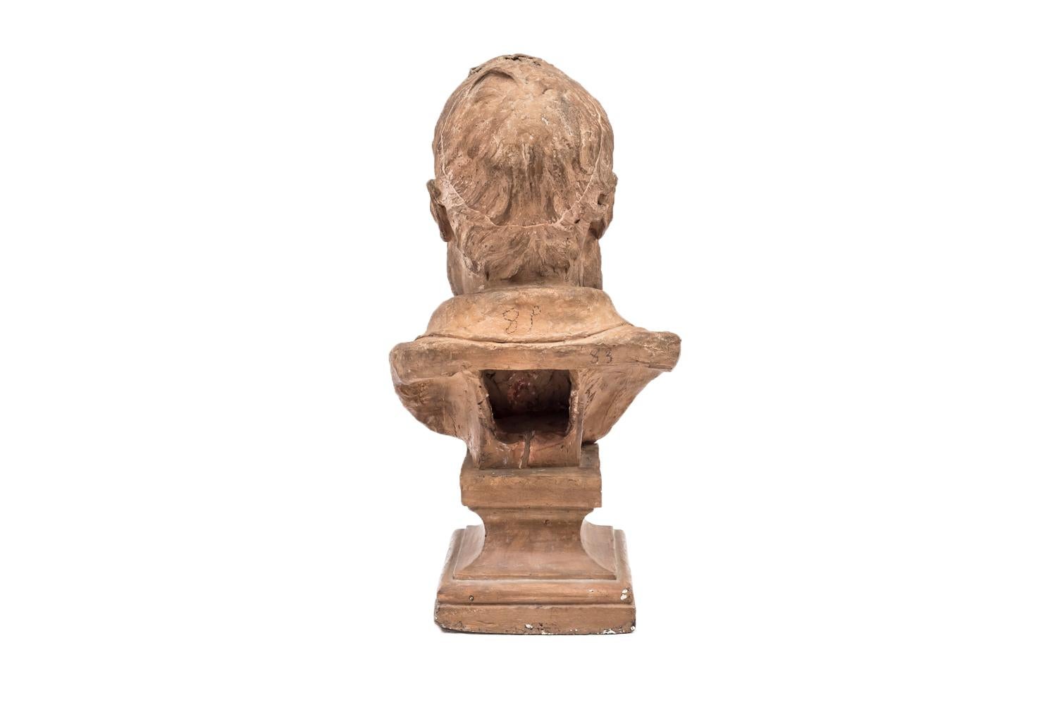 Terracotta Bust Figuring a Man, 1878 In Good Condition In Saint-Ouen, FR