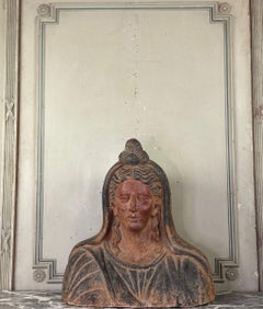 Terracotta bust in Etruscan style, Grand Tour object, 19th century