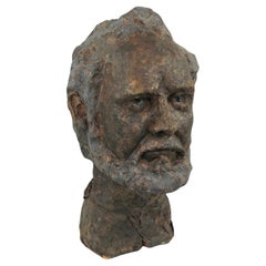 Terracotta Bust of a Beard Man, Mid-Century Modern 