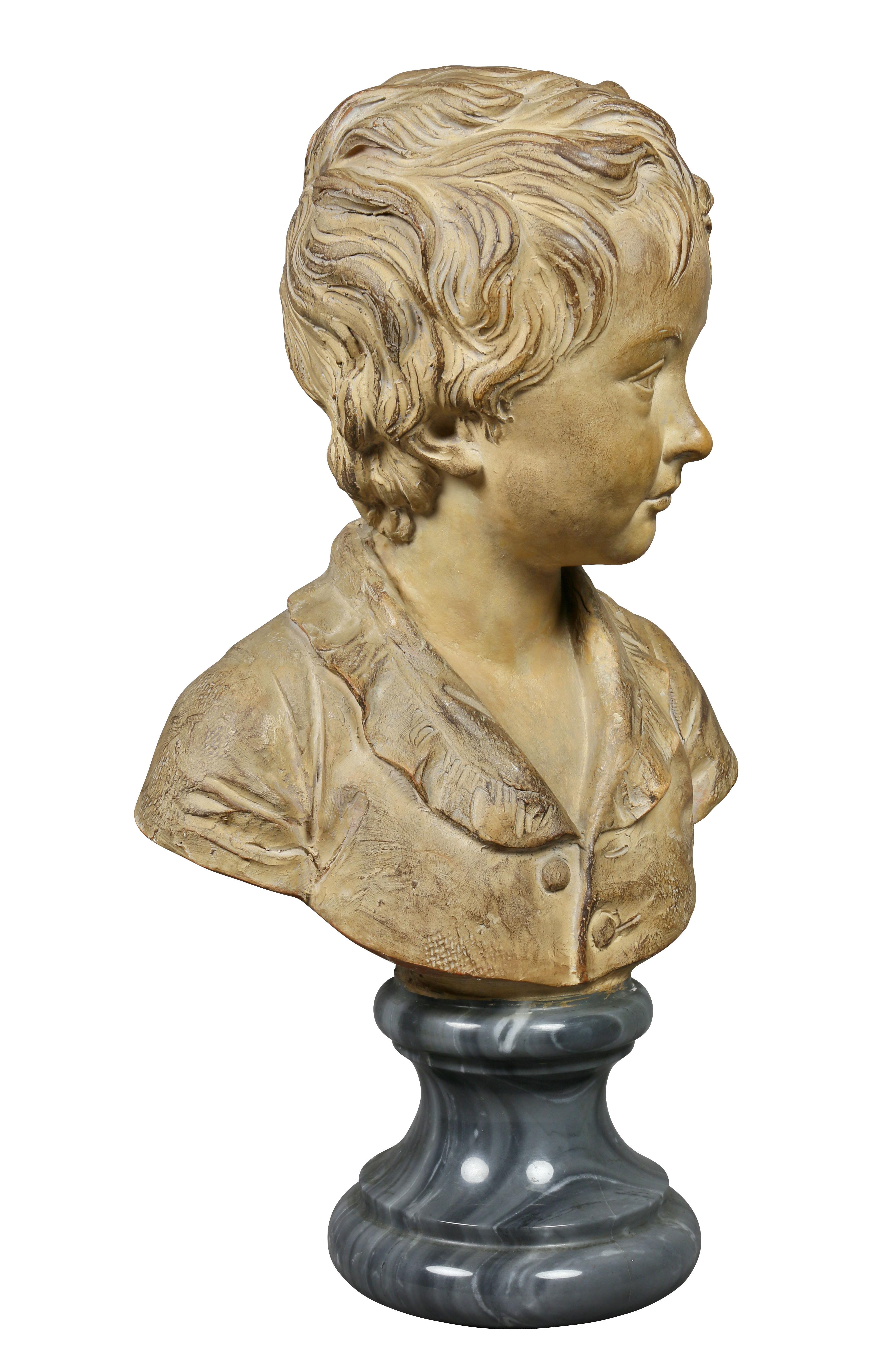Terracotta Bust of a Young Boy by Houdon In Good Condition In Essex, MA