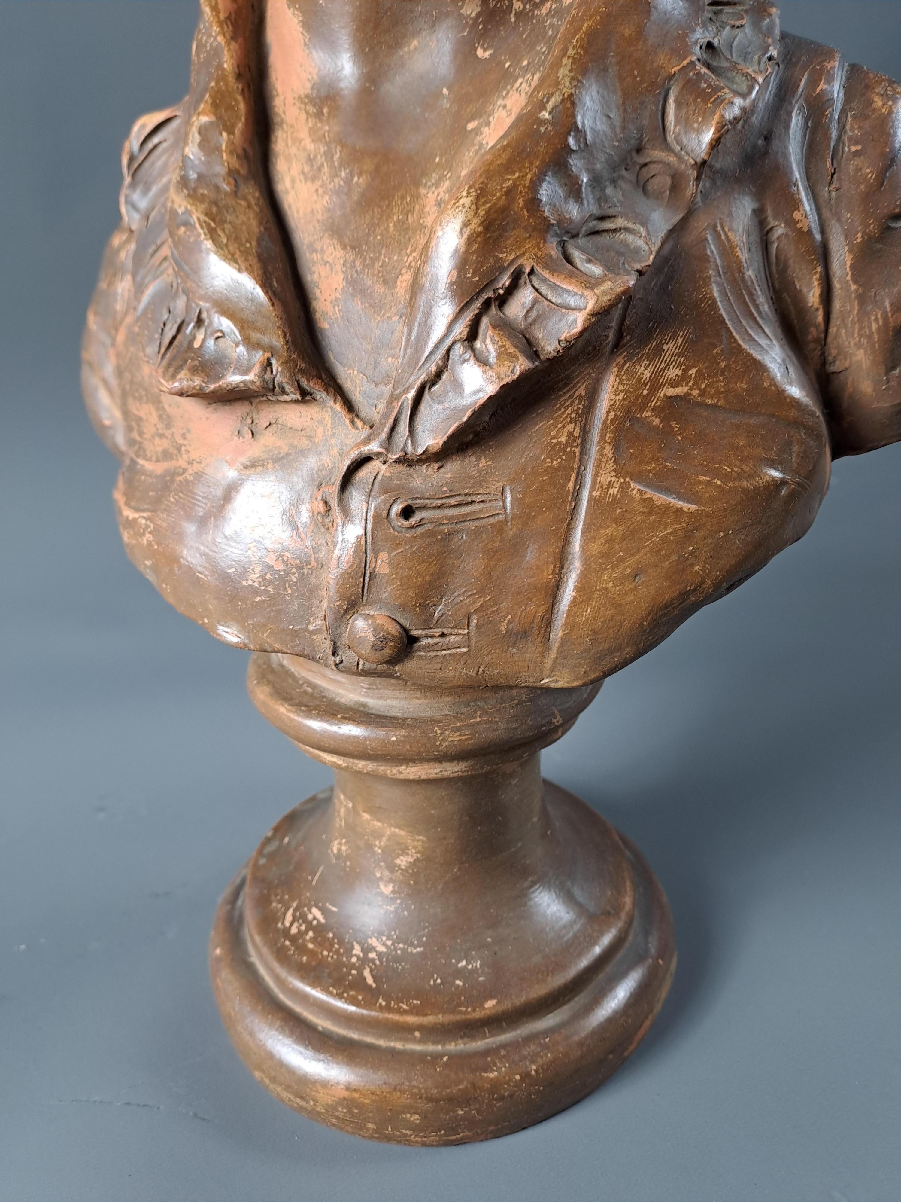 XIX secolo Busto in terracotta di Alexandre Brongniart dopo Jean-Antoine Houdon in vendita
