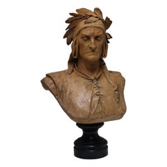 Terracotta Bust of Dante by A Carrier-Belleuse, 19th Century