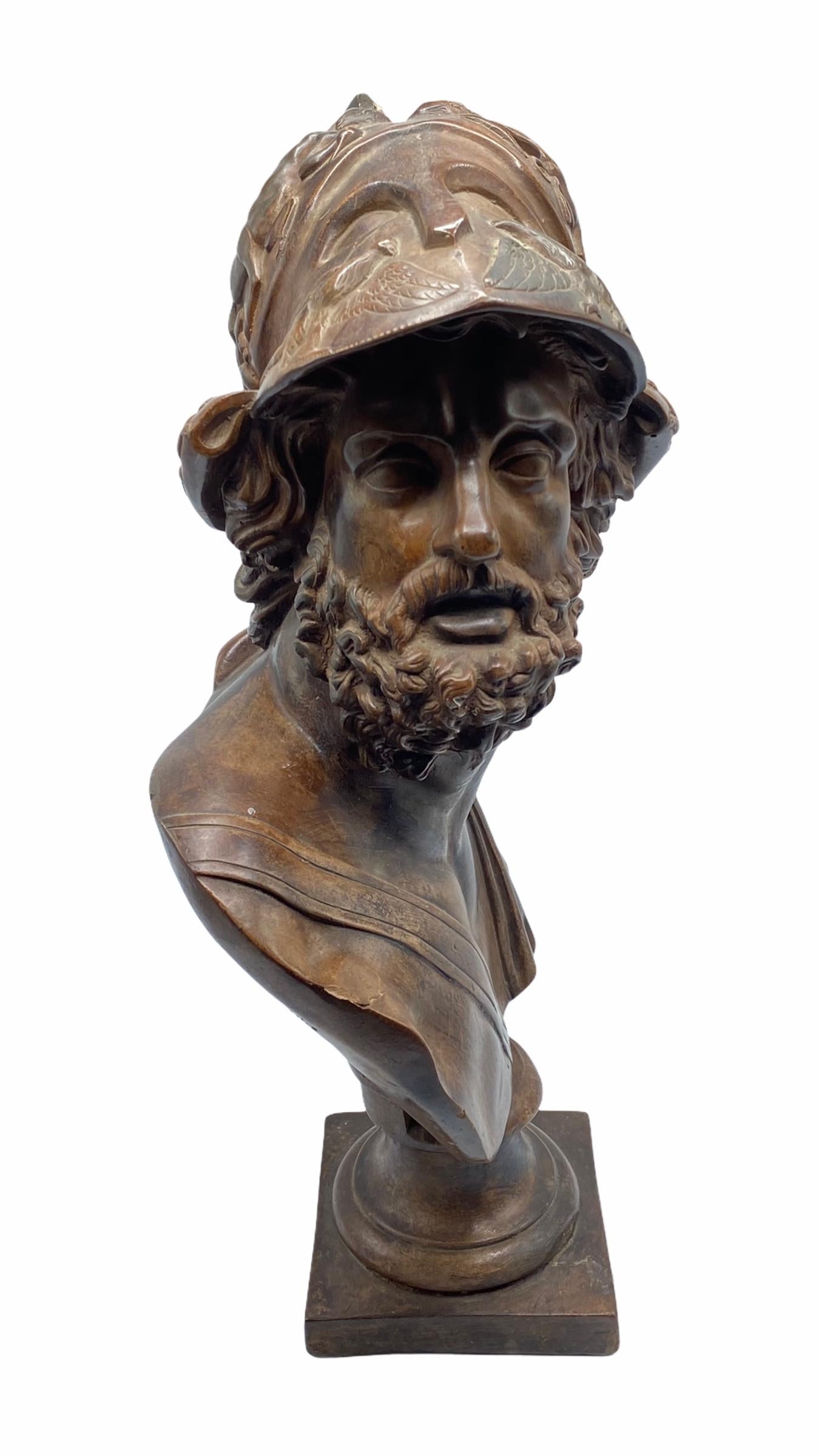 Terracotta bust of Greek mythological warrior Ajax.