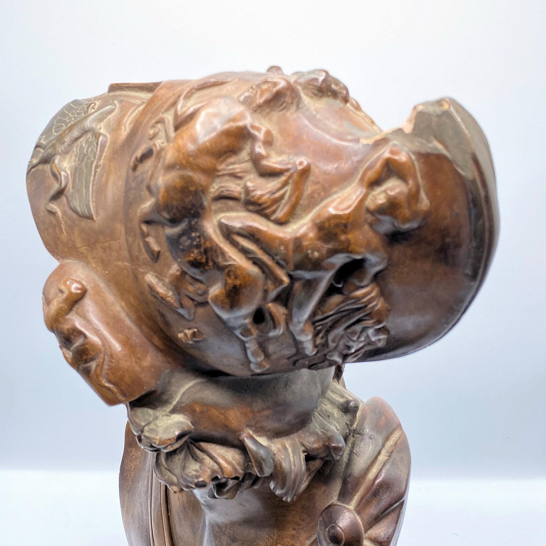 Hand-Painted Terracotta Bust of Greek Mythological Warrior Ajax