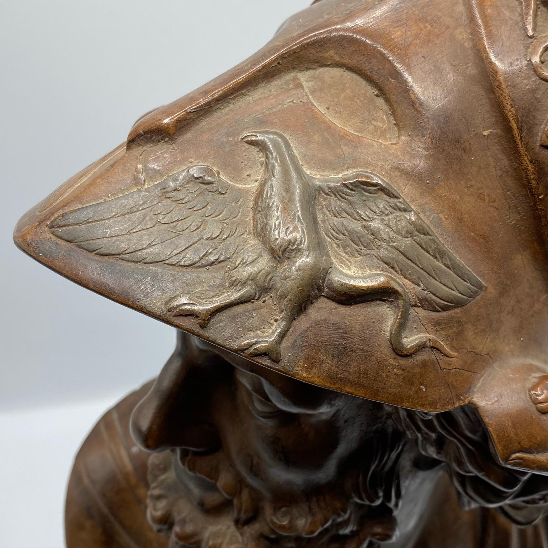 Terracotta Bust of Greek Mythological Warrior Ajax In Good Condition In New York, NY