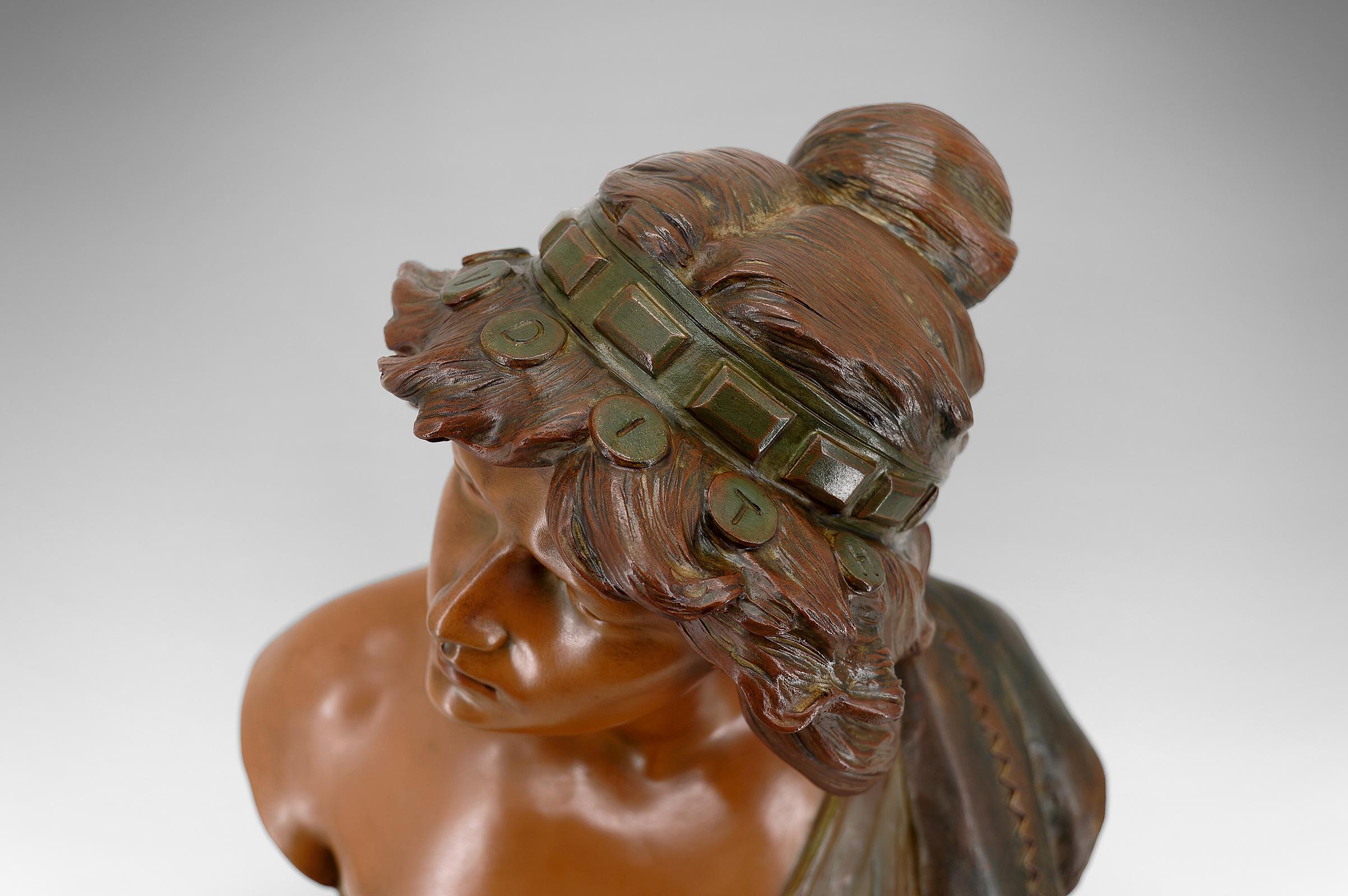 Terracotta Bust of Judith by Ricardo Aurilli, circa 1900 For Sale 6
