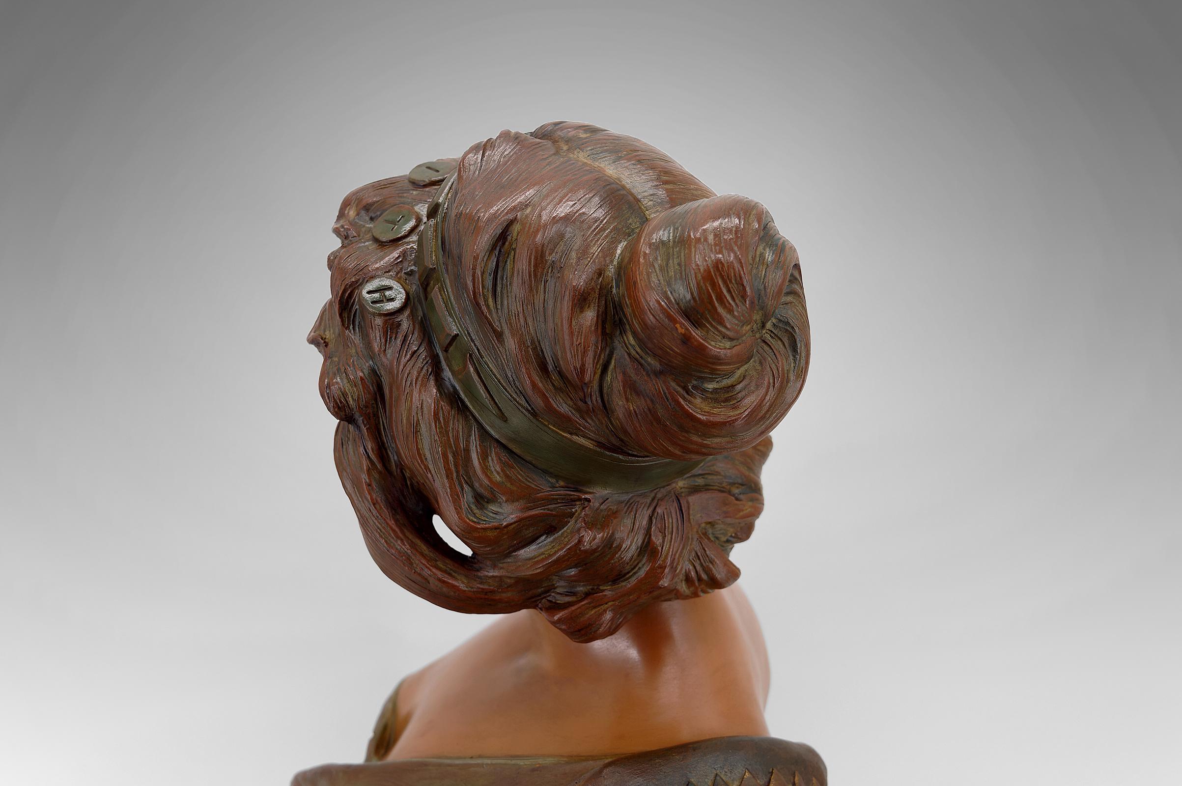 Terracotta Bust of Judith by Ricardo Aurilli, circa 1900 For Sale 7