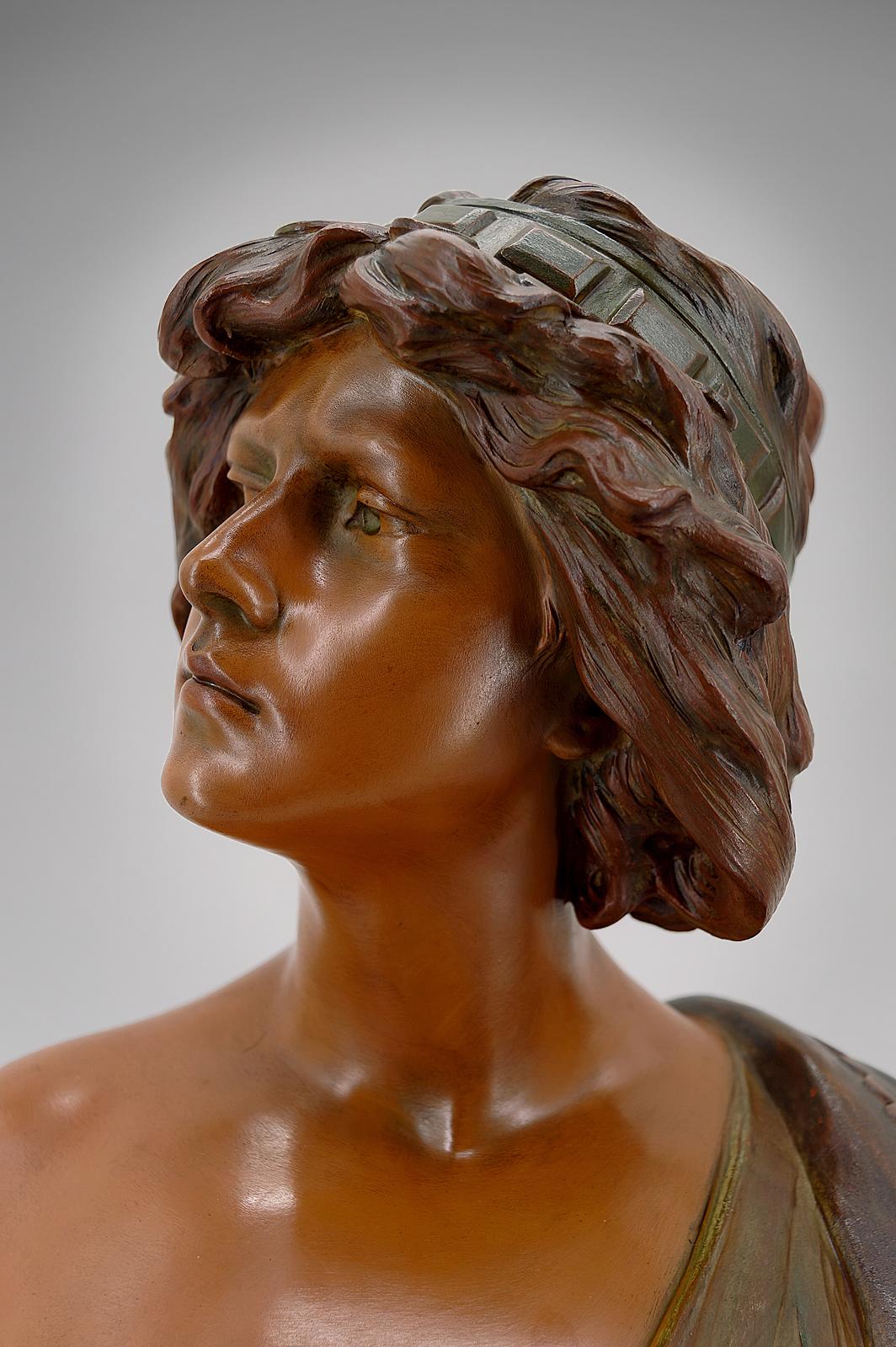 Terracotta Bust of Judith by Ricardo Aurilli, circa 1900 For Sale 4