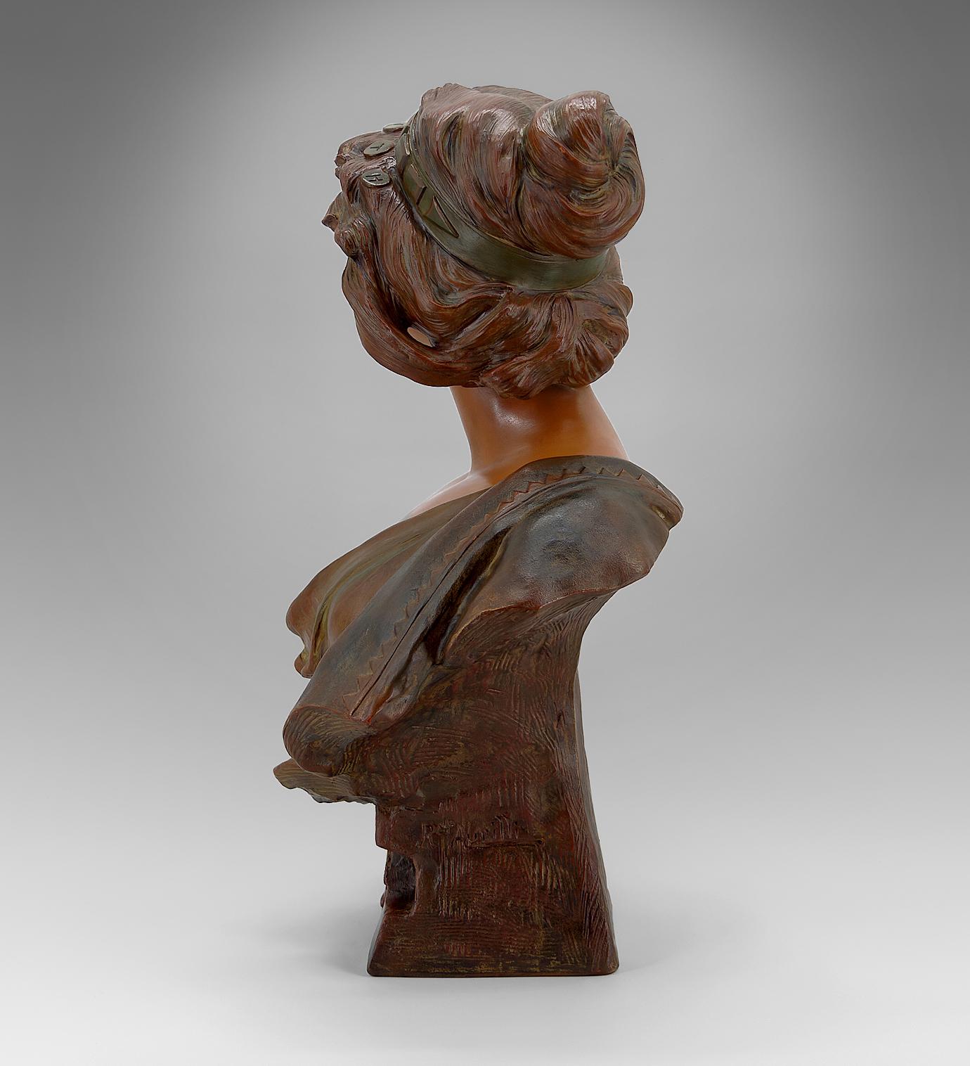 French Terracotta Bust of Judith by Ricardo Aurilli, circa 1900 For Sale