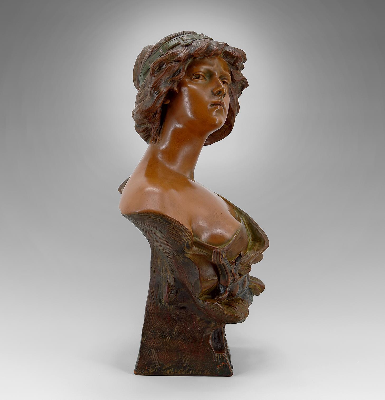 Early 20th Century Terracotta Bust of Judith by Ricardo Aurilli, circa 1900 For Sale