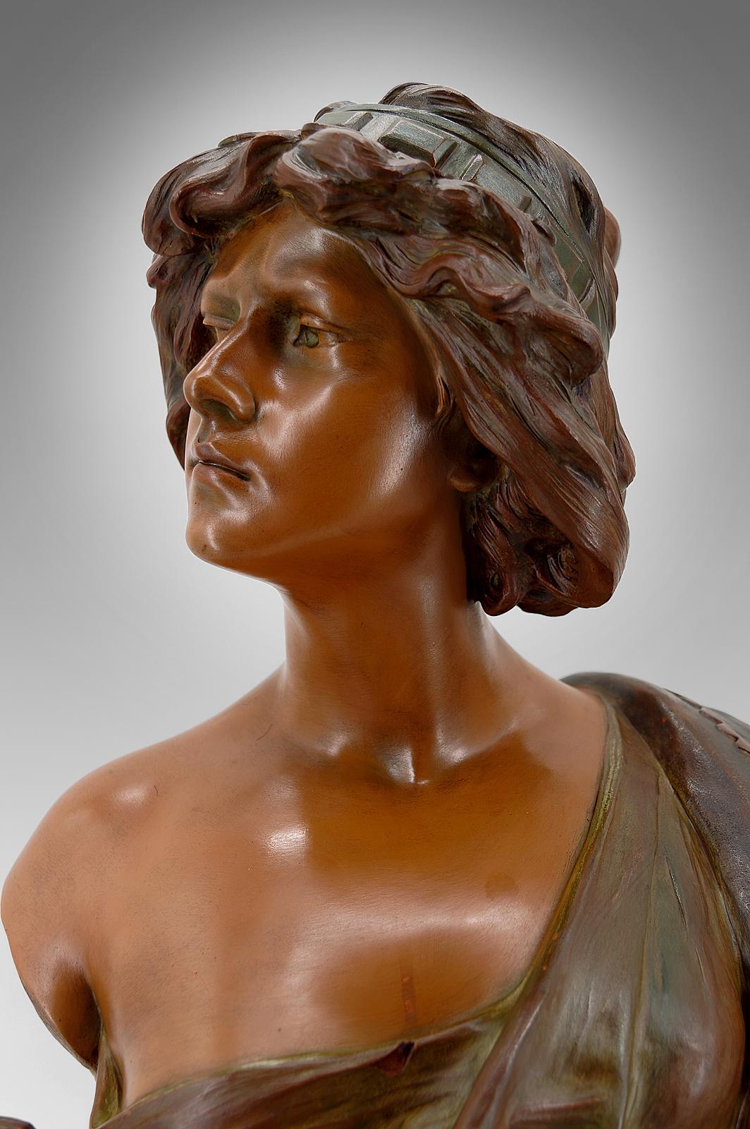 Terracotta Bust of Judith by Ricardo Aurilli, circa 1900 For Sale 3