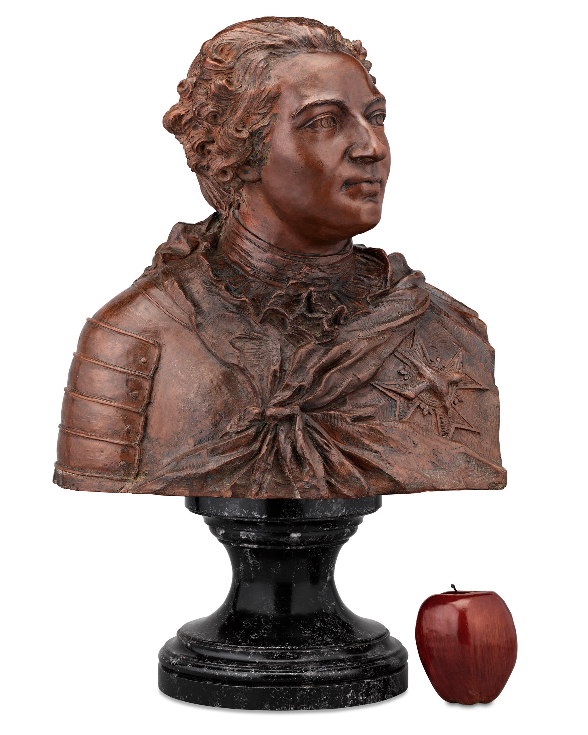 Terracotta Bust of King Louis XV After Lemoyne For Sale 1