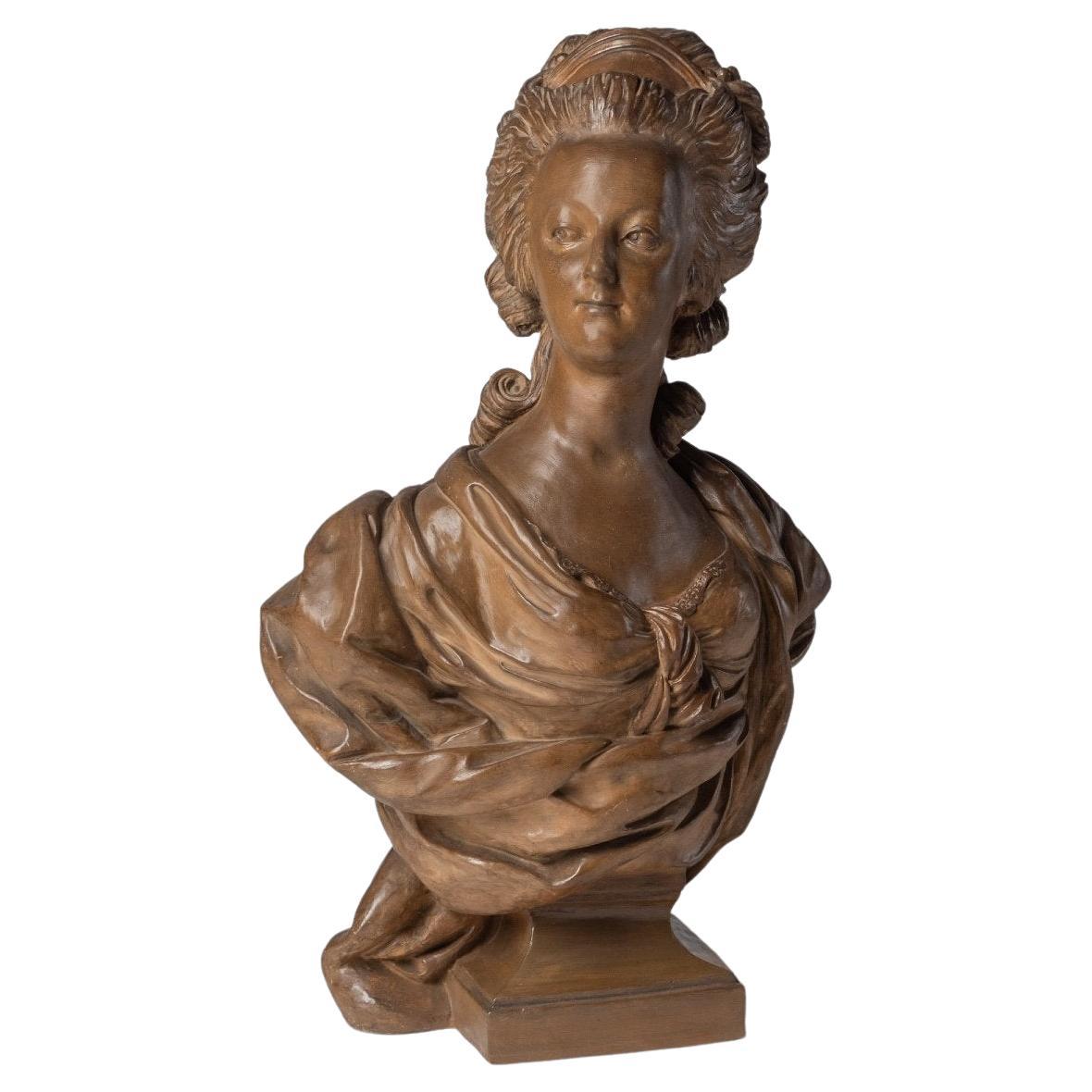 Terracotta Bust of Marie Antoinette, After the Original by Augustin Pajou