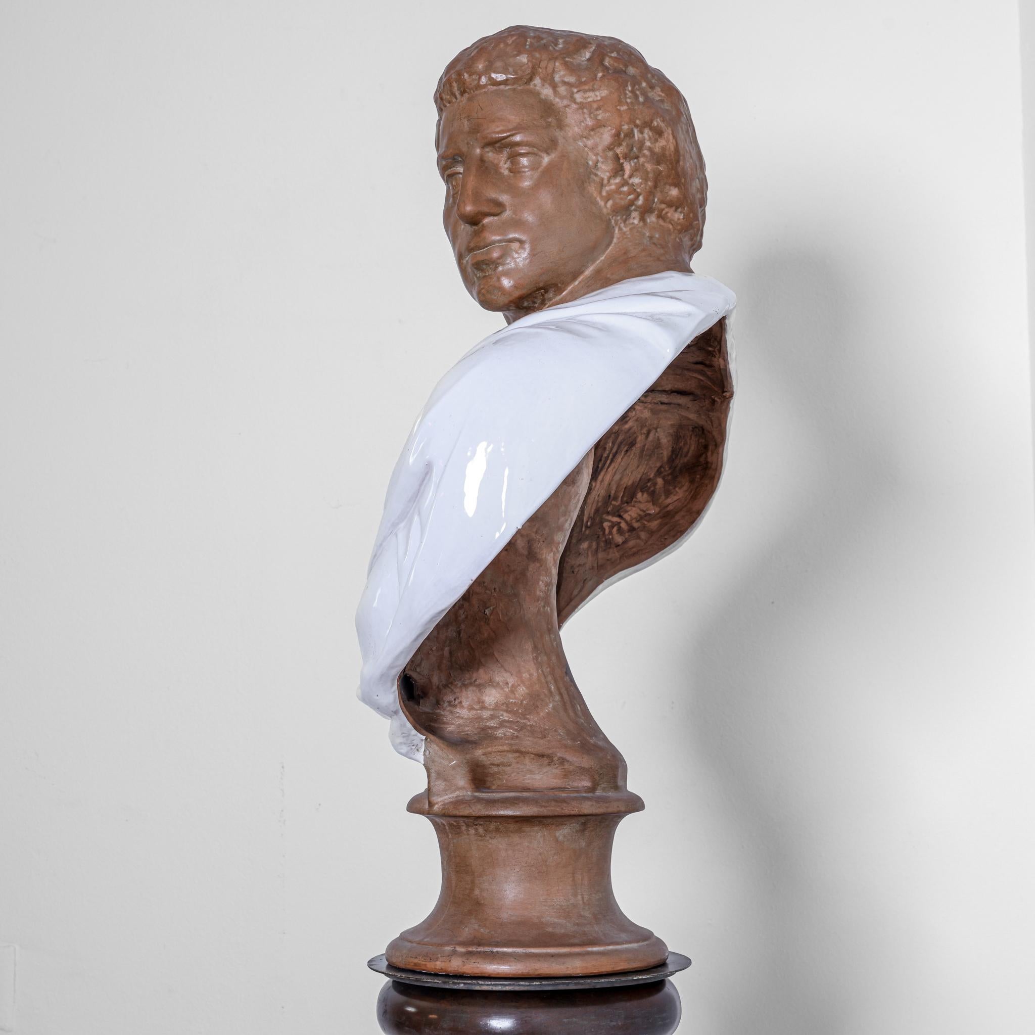 Classical Roman Terracotta Bust of Roman Emperor For Sale