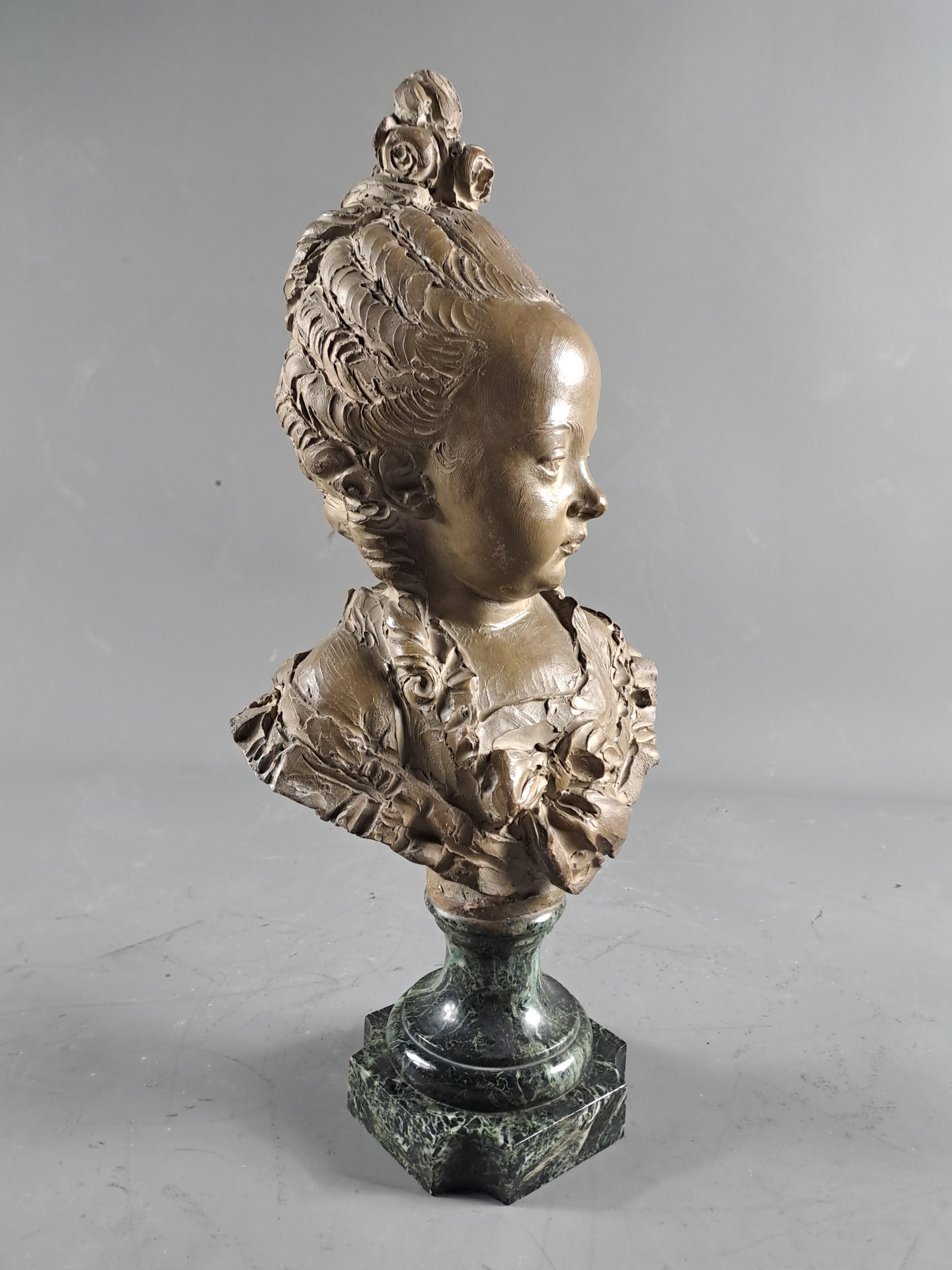 Terracotta Bust Of Young Girl Signed Fernand Cian  For Sale 1