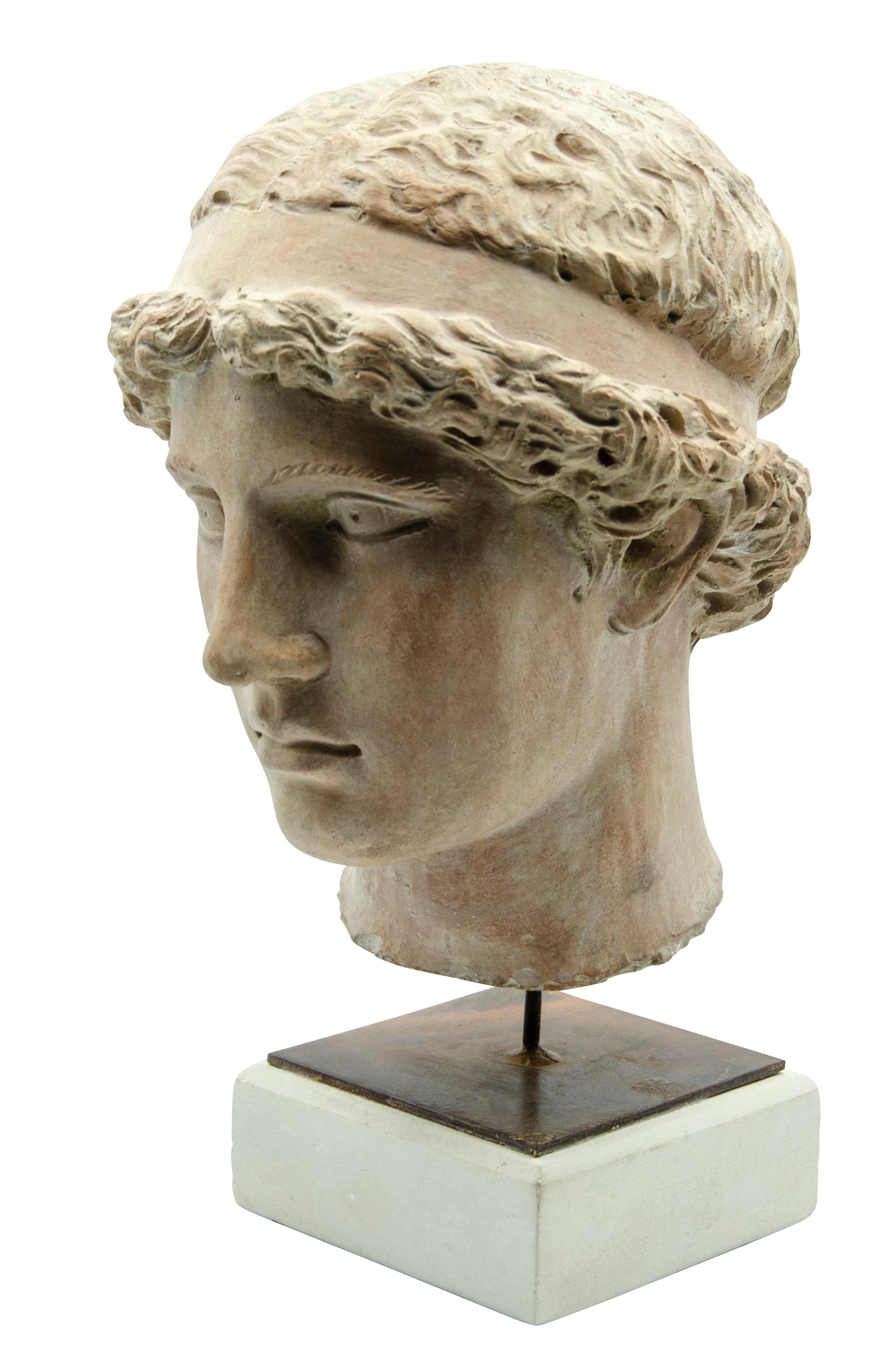 Classical Roman Terracotta Bust on Base