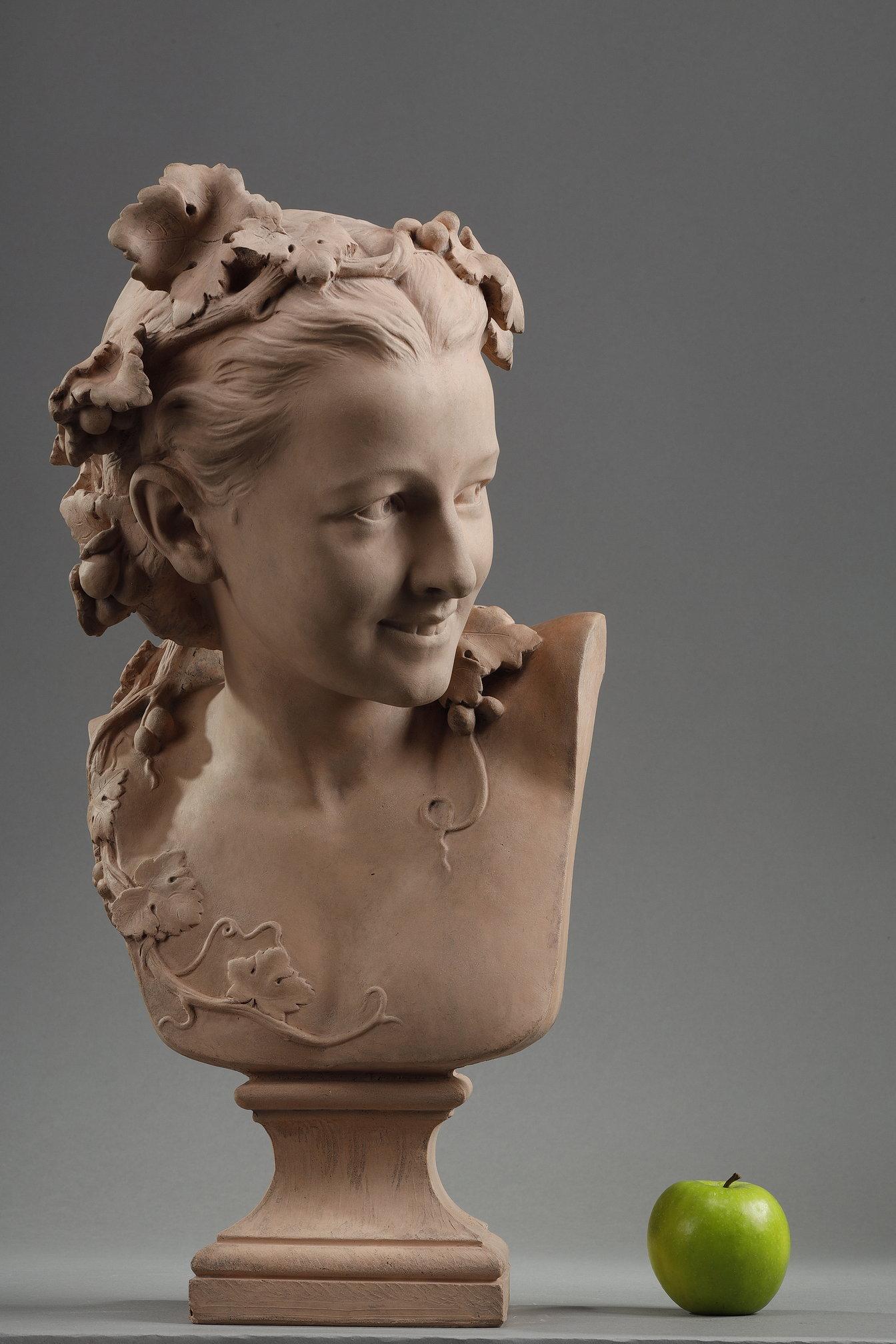 Escultura busto de terracota de Jean-Baptiste Carpeaux Francés en venta