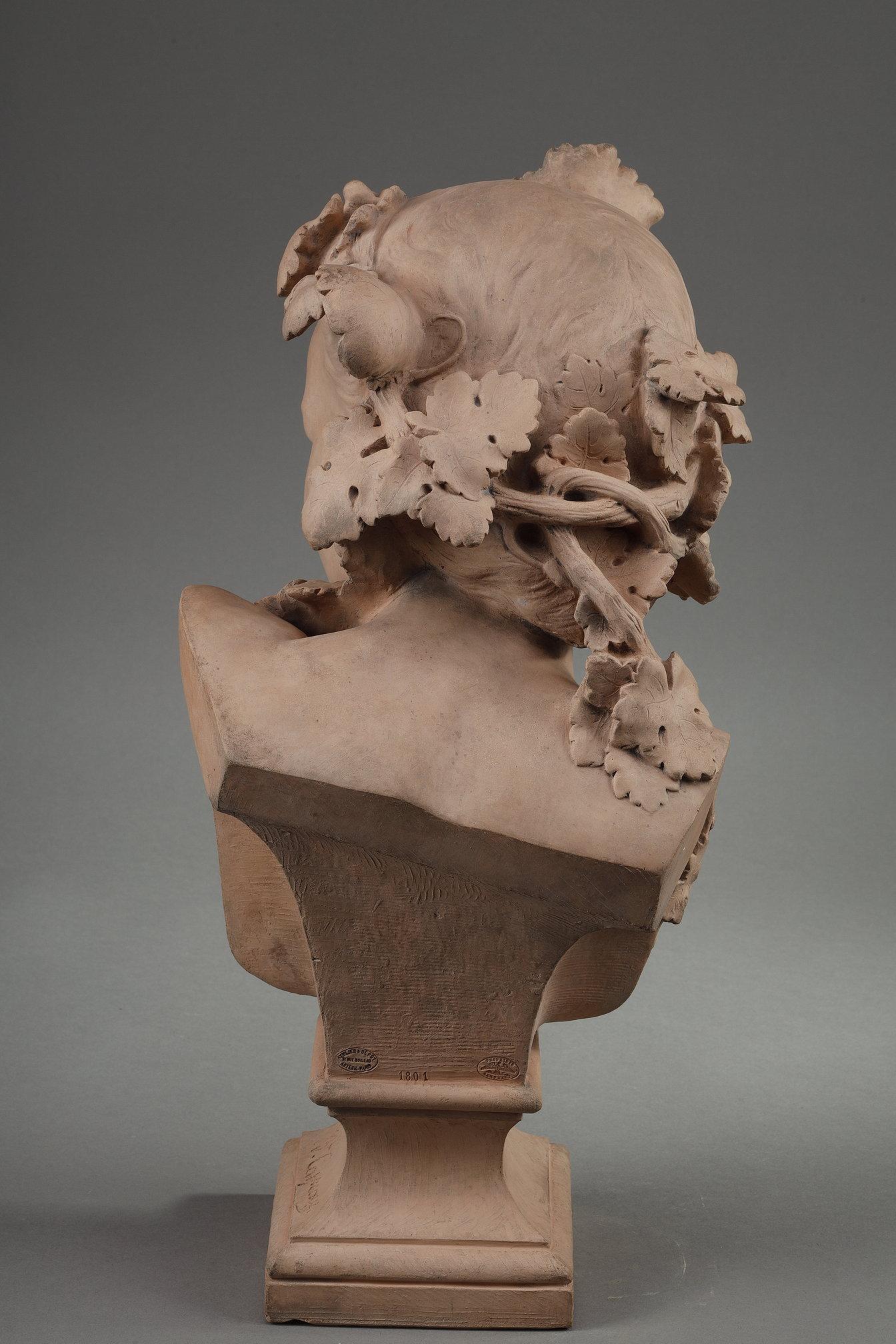 Escultura busto de terracota de Jean-Baptiste Carpeaux Fines del siglo XIX en venta
