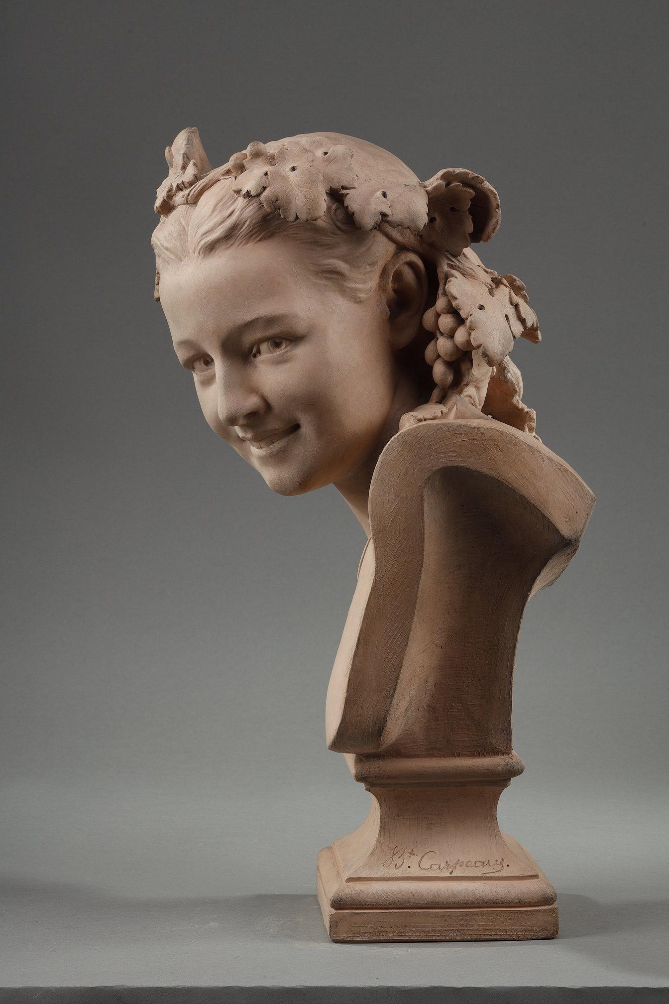 Escultura busto de terracota de Jean-Baptiste Carpeaux Terracota en venta