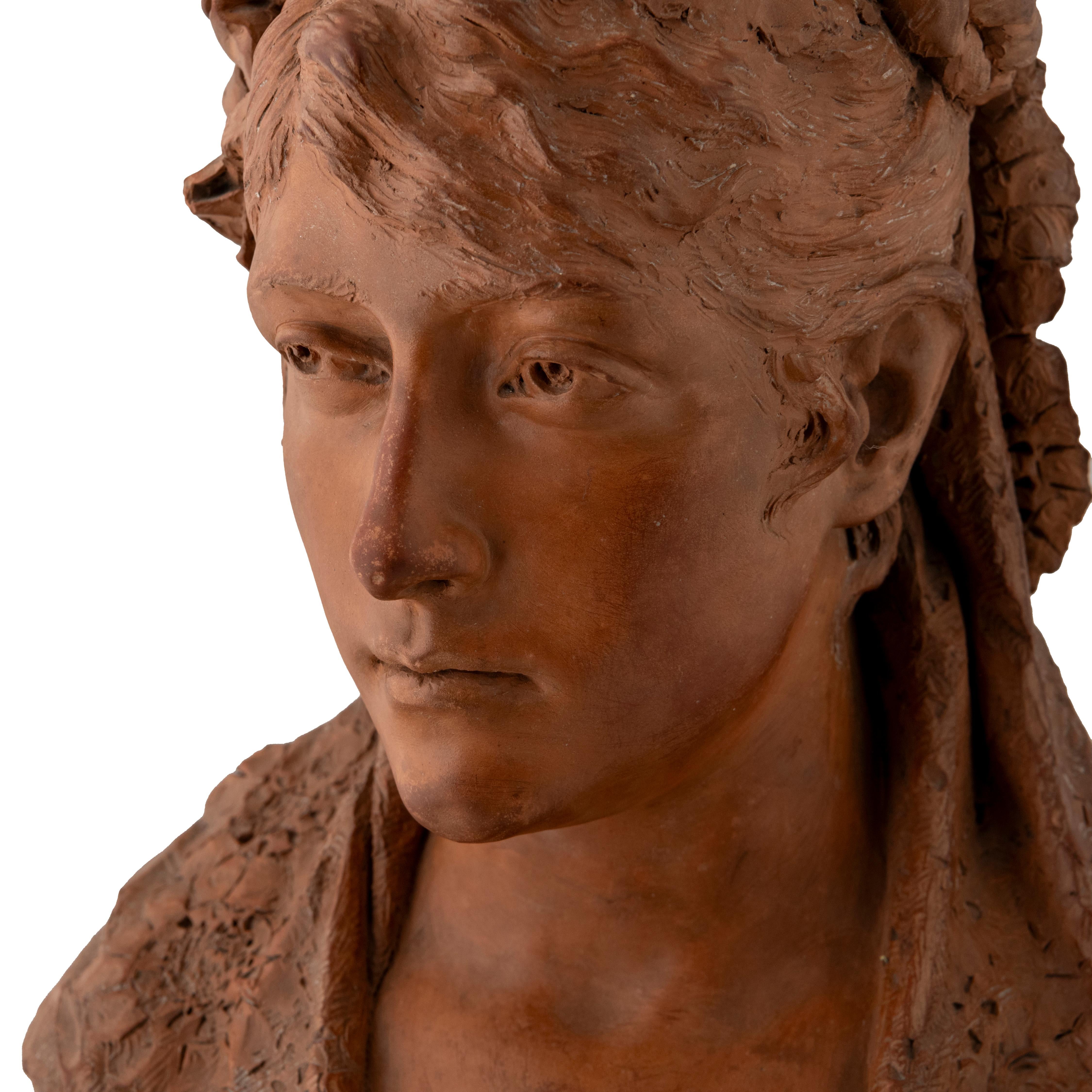 Europeo Busto di donna in terracotta, Inghilterra, 1910 circa in vendita
