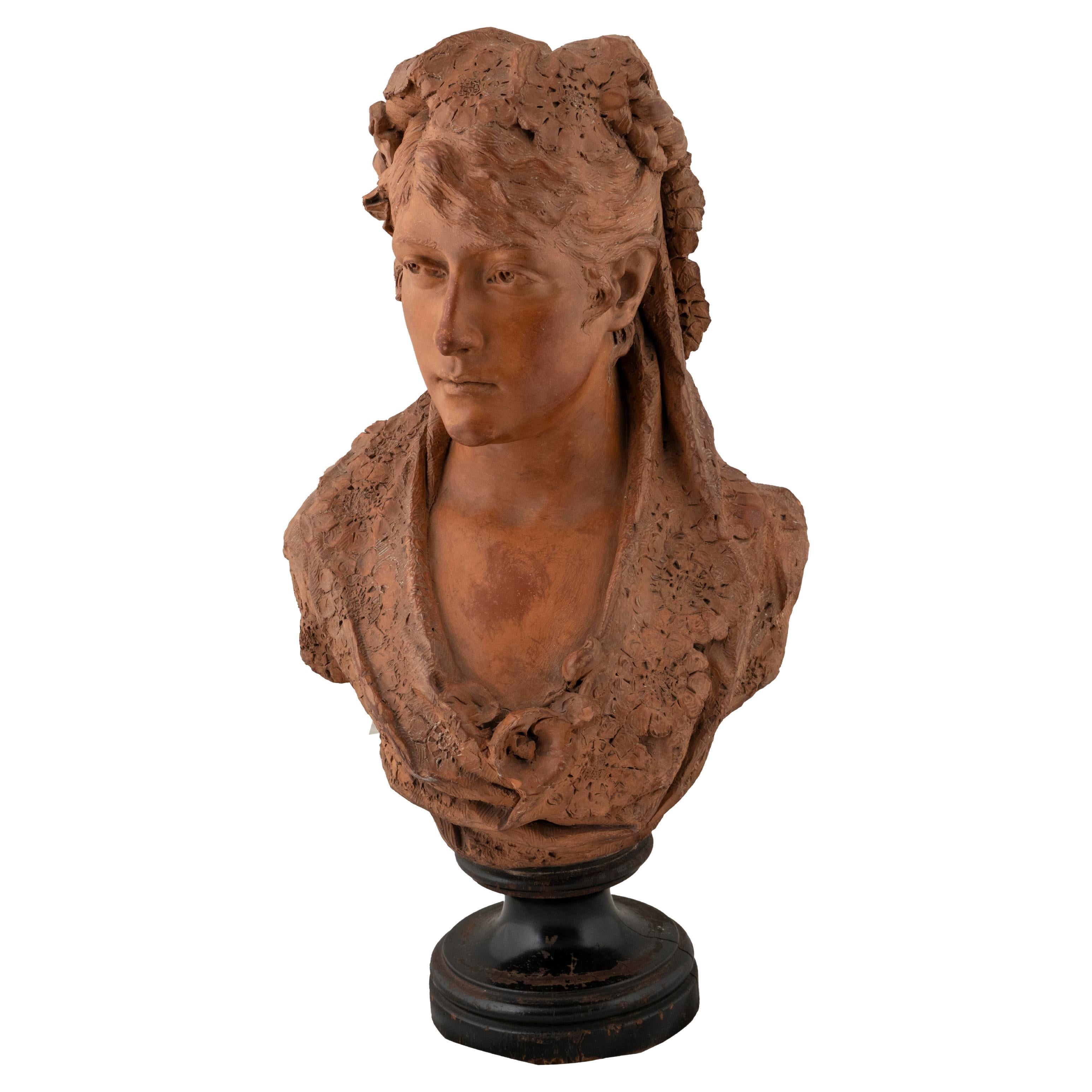 Busto di donna in terracotta, Inghilterra, 1910 circa in vendita