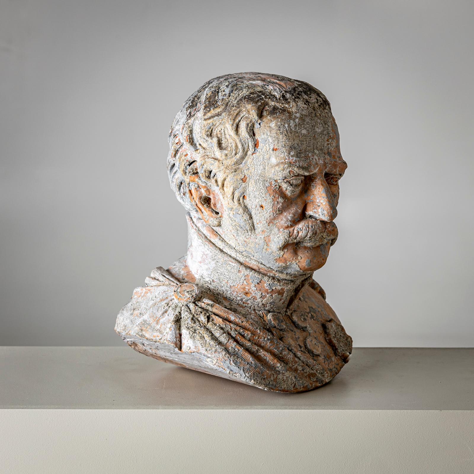 Tedesco Busto in terracotta del Conte von Gneisenau e di von Blücher, sig. Louis Weiss, 1858 in vendita