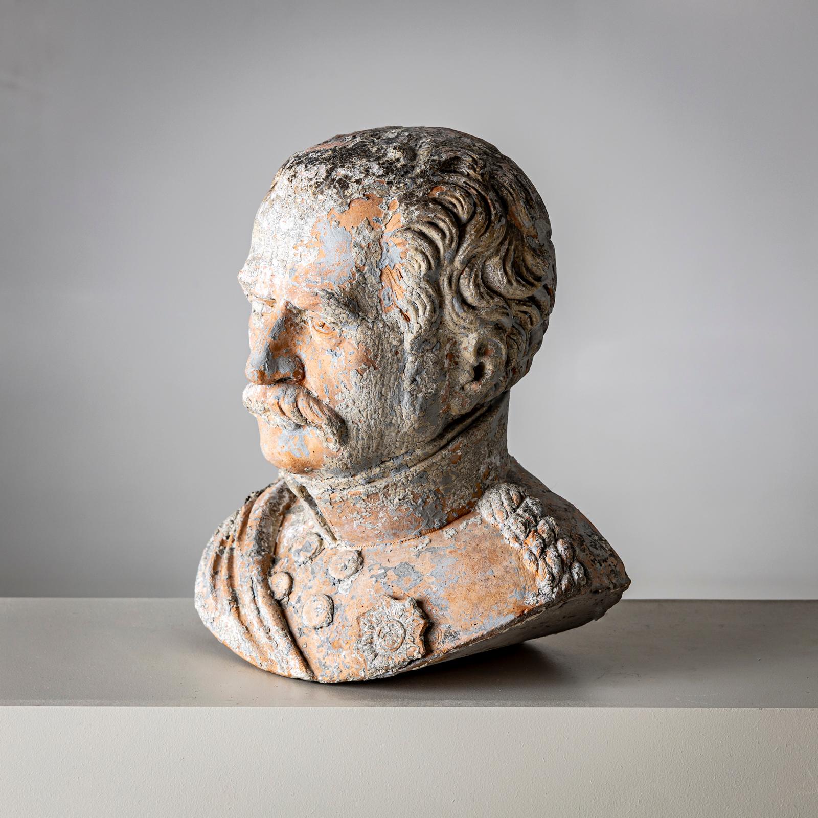Busto in terracotta del Conte von Gneisenau e di von Blücher, sig. Louis Weiss, 1858 In condizioni buone in vendita a Greding, DE