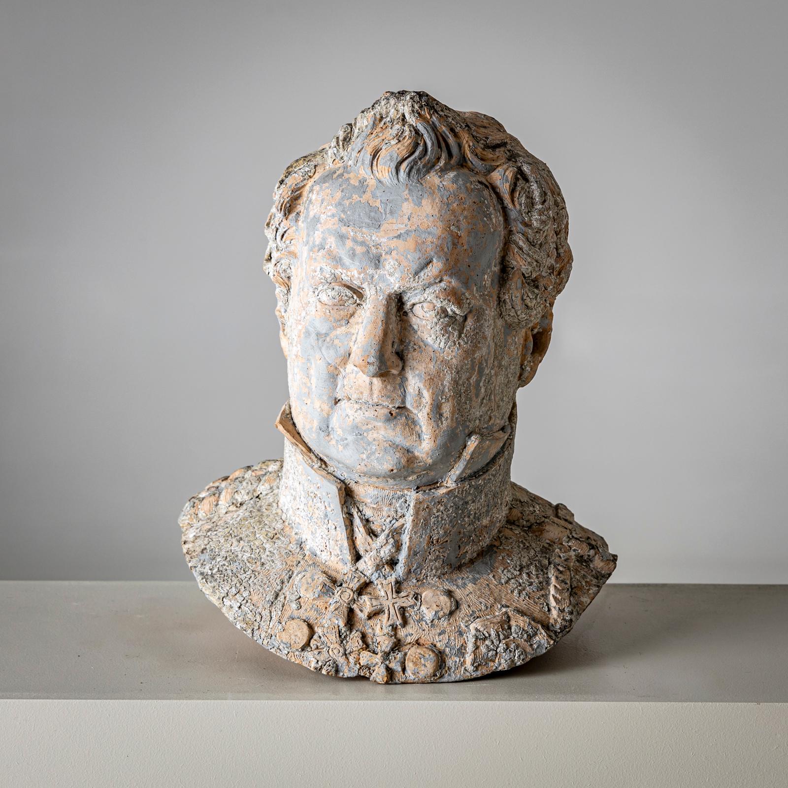 Busto in terracotta del Conte von Gneisenau e di von Blücher, sig. Louis Weiss, 1858 in vendita 2