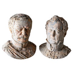 Busto in terracotta del Conte von Gneisenau e di von Blücher, sig. Louis Weiss, 1858