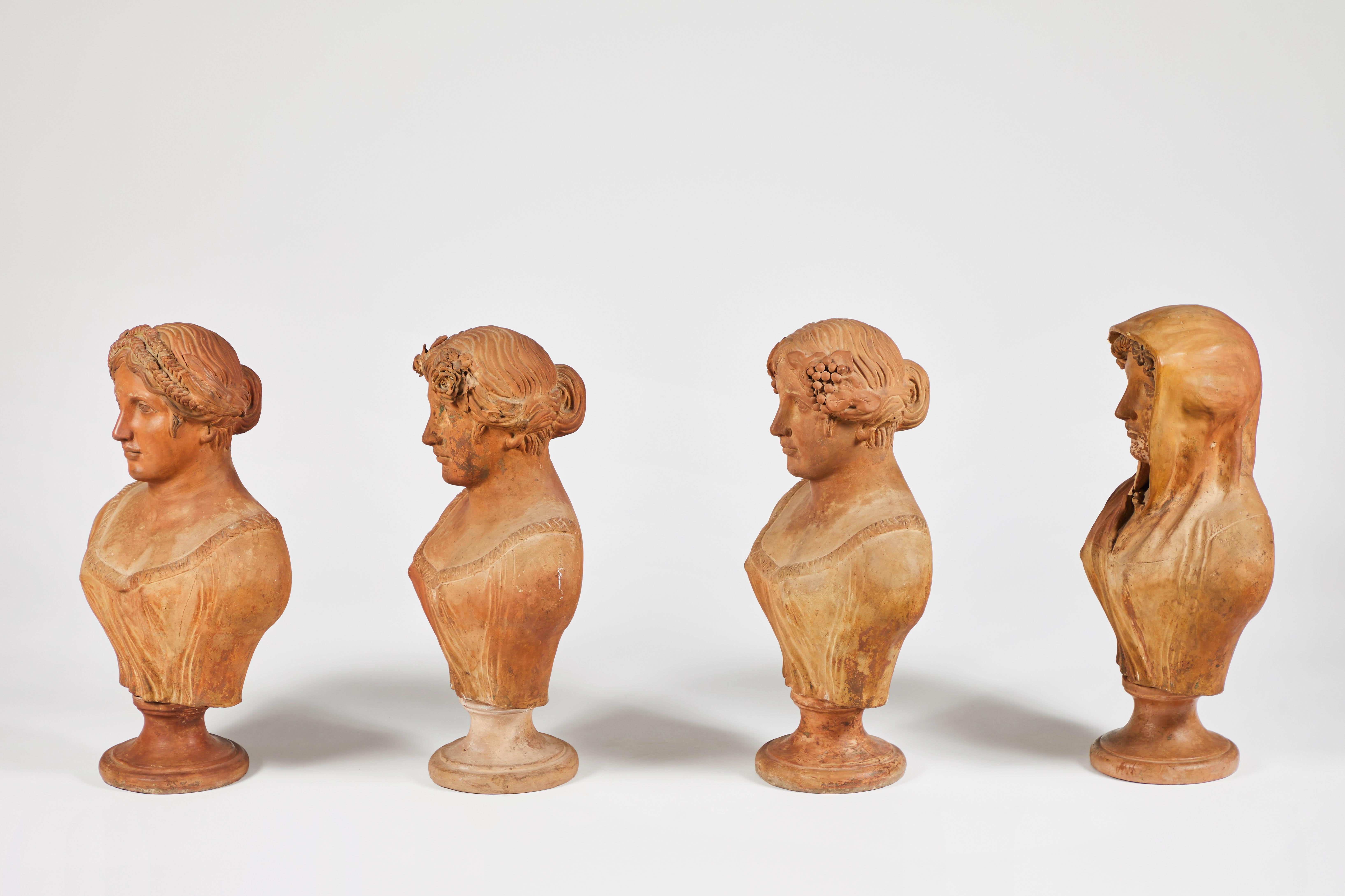 Terracotta Busts of the Seasons, Set of Four 8