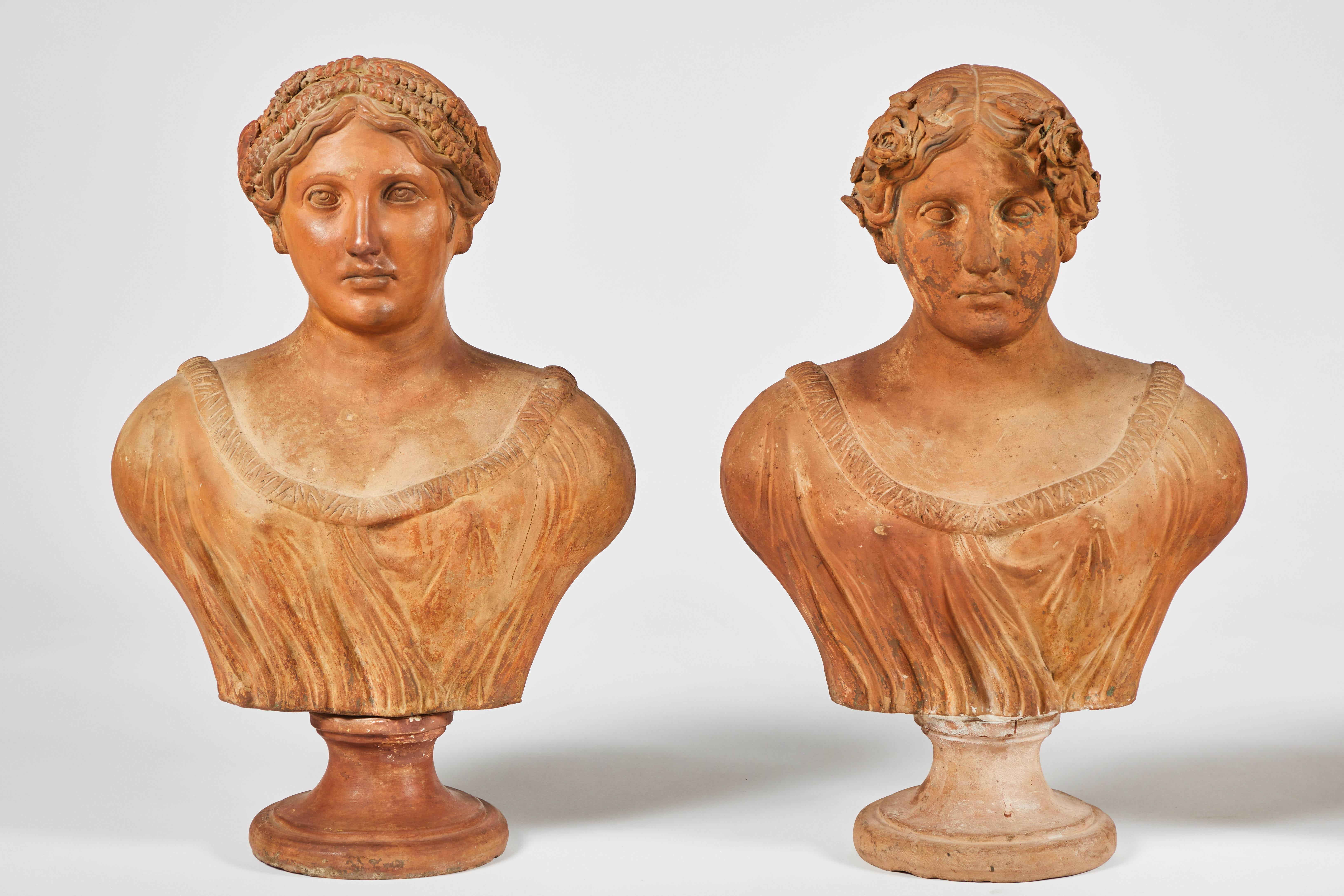 Wonderful set of terracotta busts of the seasons, set of four, Italy, 19th century.
 