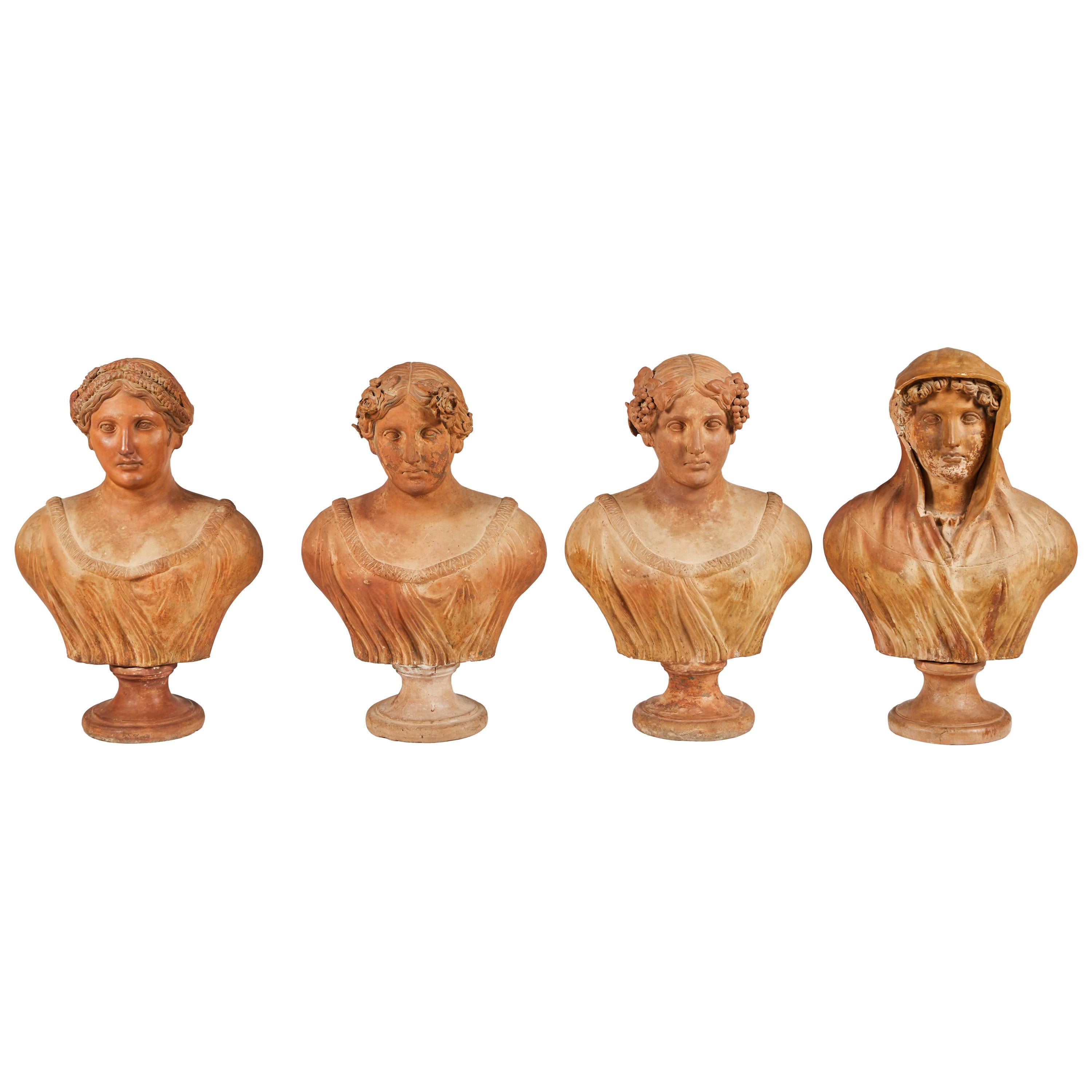 Terracotta Busts of the Seasons, Set of Four