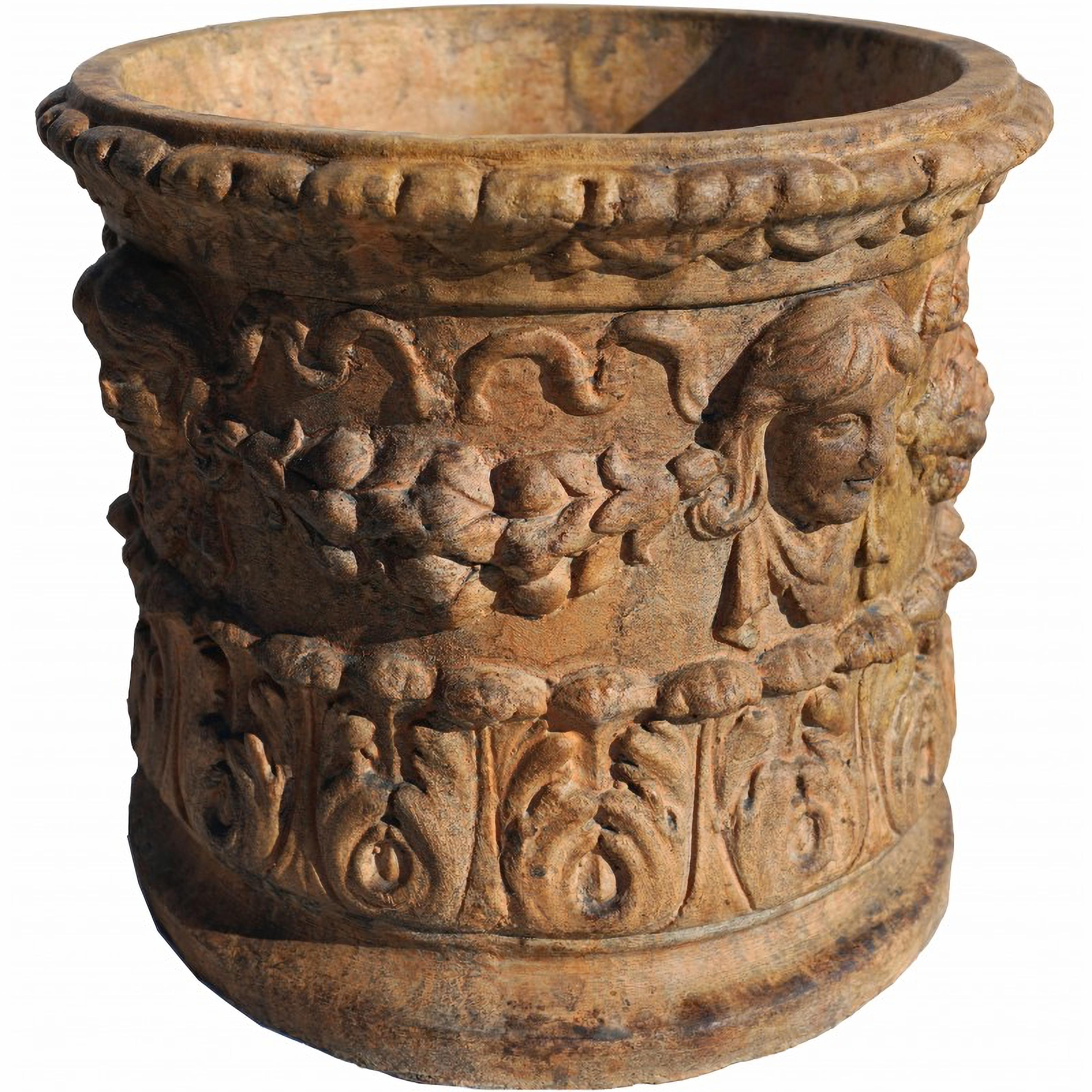 TERRACOTTA CACHEPOT, Ø32CM ANCIENT FLORENTINE MODEL OF THE RICCERI FAMILY 20th Century

Handmade in Tuscany
Cachepot made from the original cast of the ancient Ricceri factory.
Achantus leaves and festoons.

HEIGHT 34 cm
WIDTH 46 cm
INTERNAL MOUTH