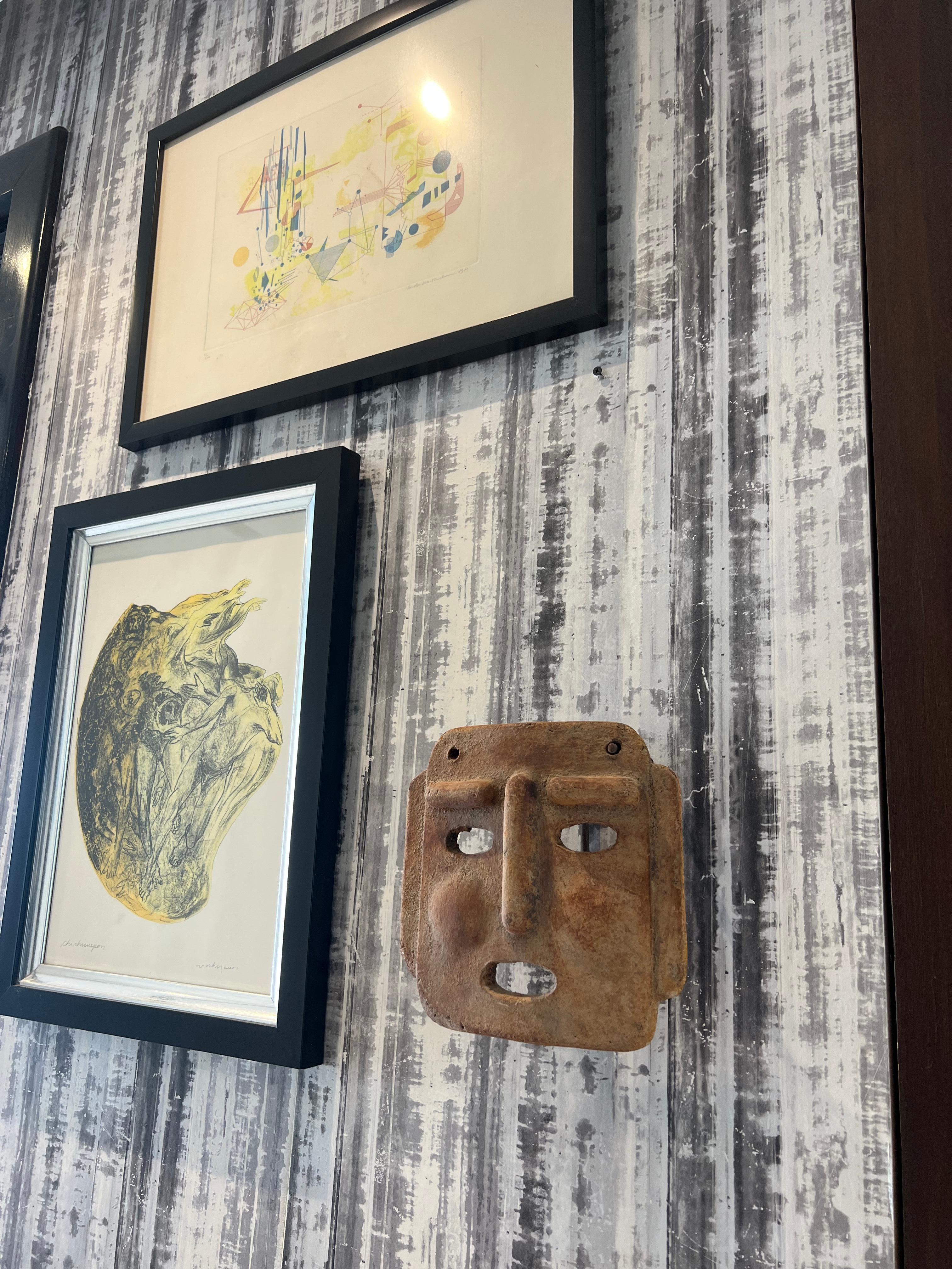 handmade terracotta mask candle holder