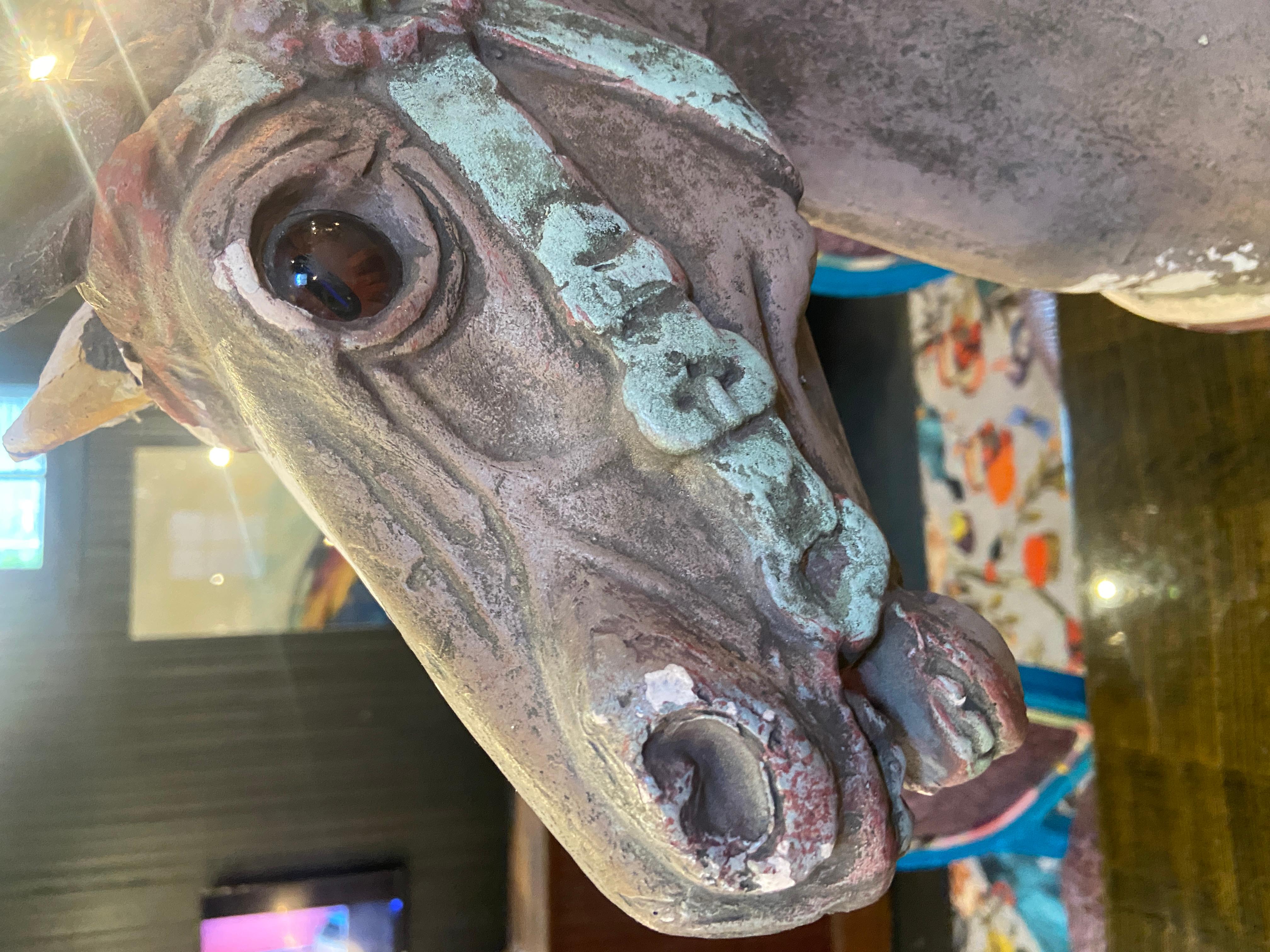 Terracotta Carousel Horse W/ Original Paint 'One of Two' For Sale 6