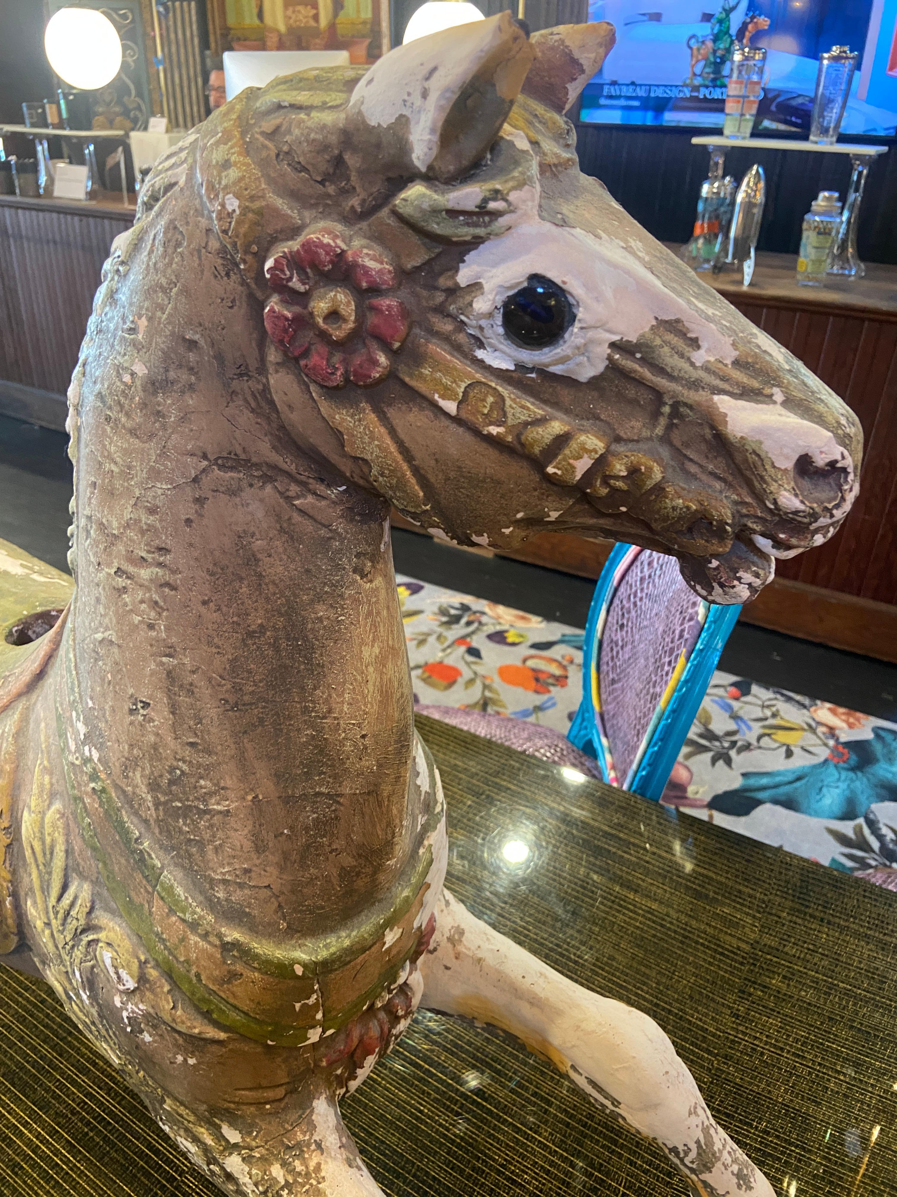 Terracotta Carousel Horse w/ Original Paint (Two of Two) For Sale 6