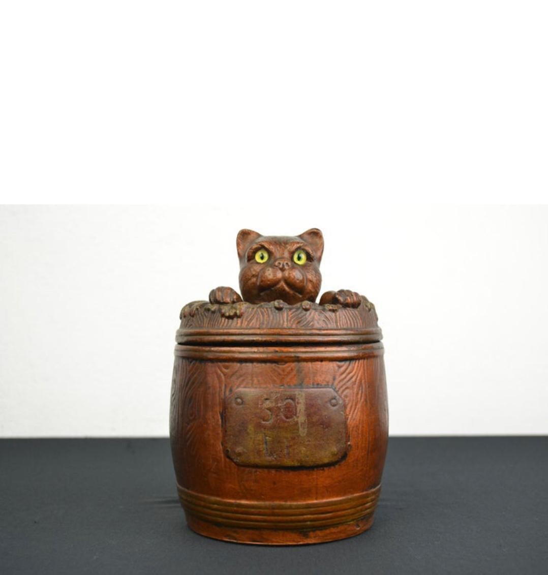 Terracotta Cat Tobacco Jar Barrel Humidor For Sale 8